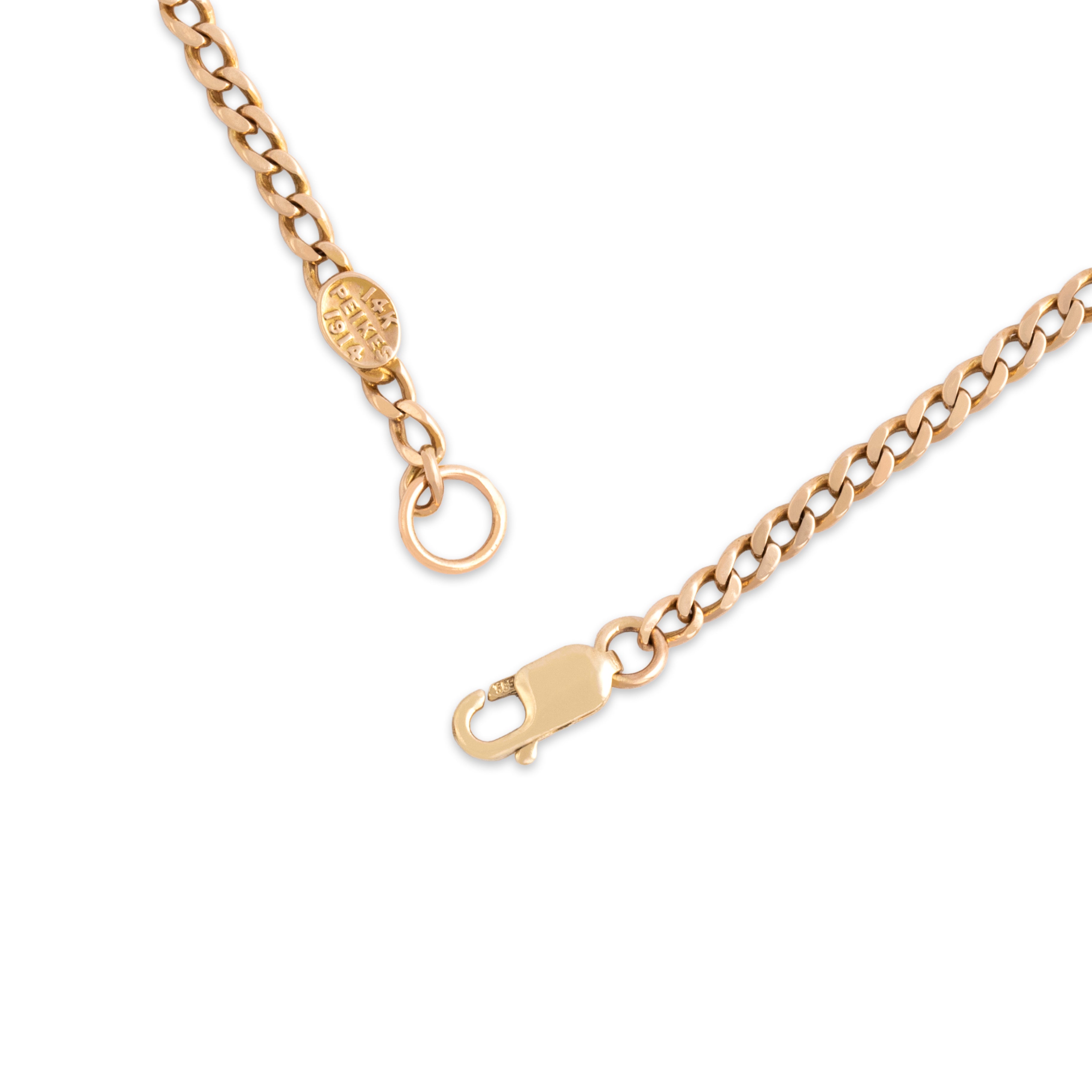 Antique Freed & Peikes 14k Yellow Gold 2.25mm Fantastic Classic Curb Chain - clasp view