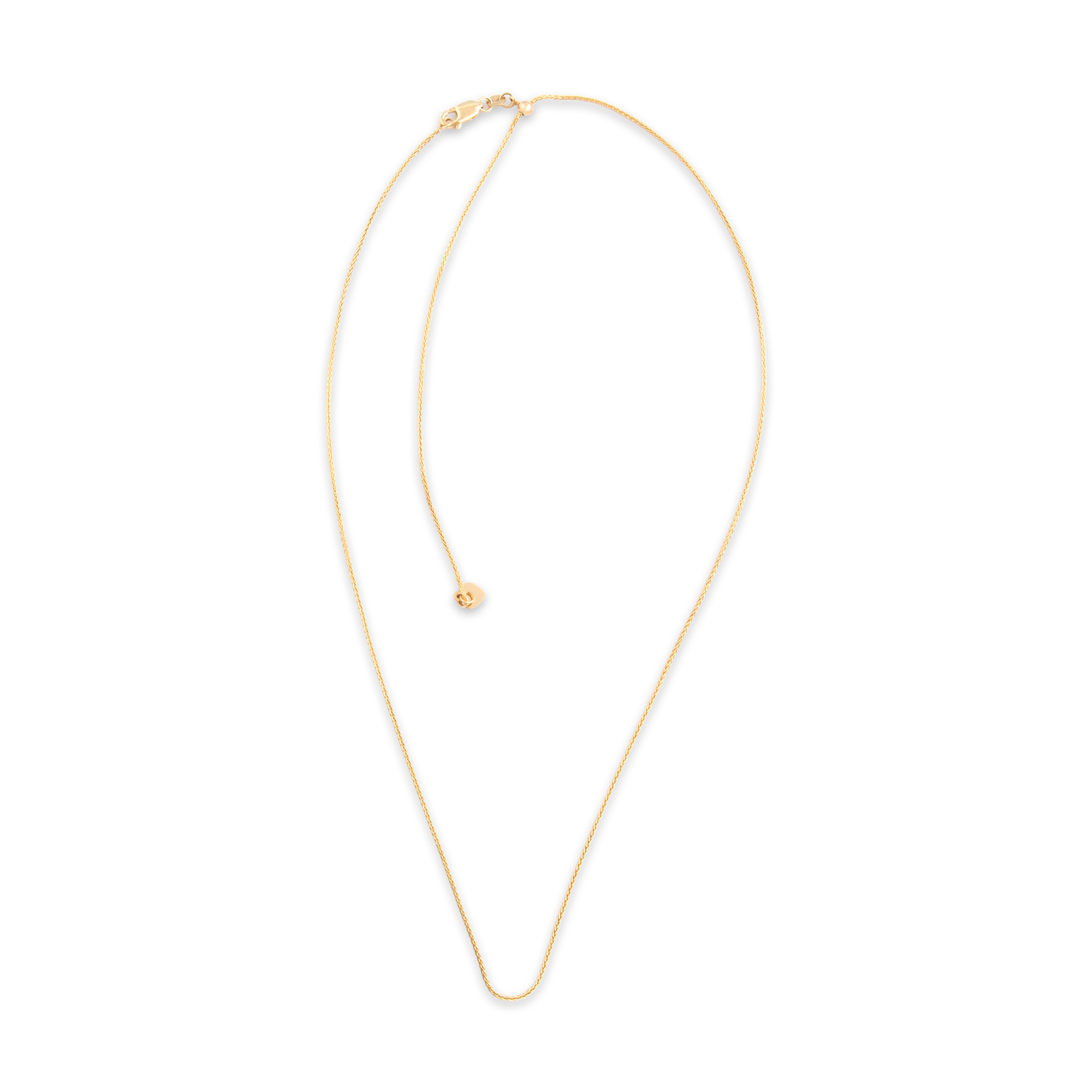Vintage Italian 14k Yellow Gold 1mm Wonderful Wheat Adjustable Chain - Overall view