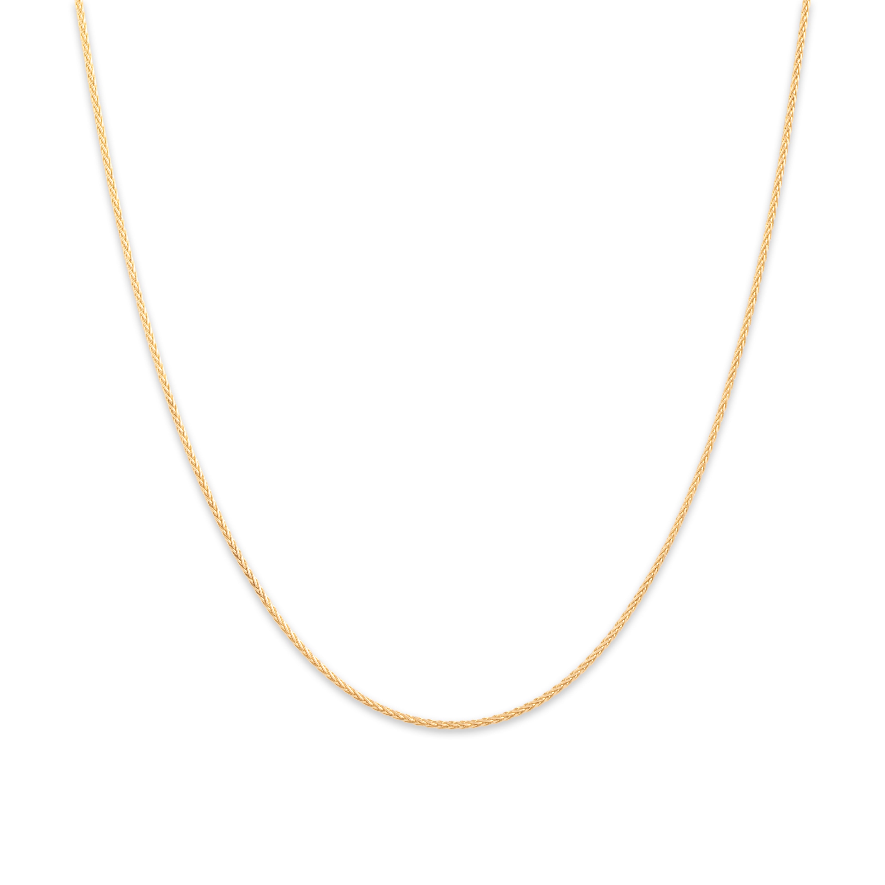 Vintage Italian 14k Yellow Gold 1mm Wonderful Wheat Adjustable Chain - Close-up view