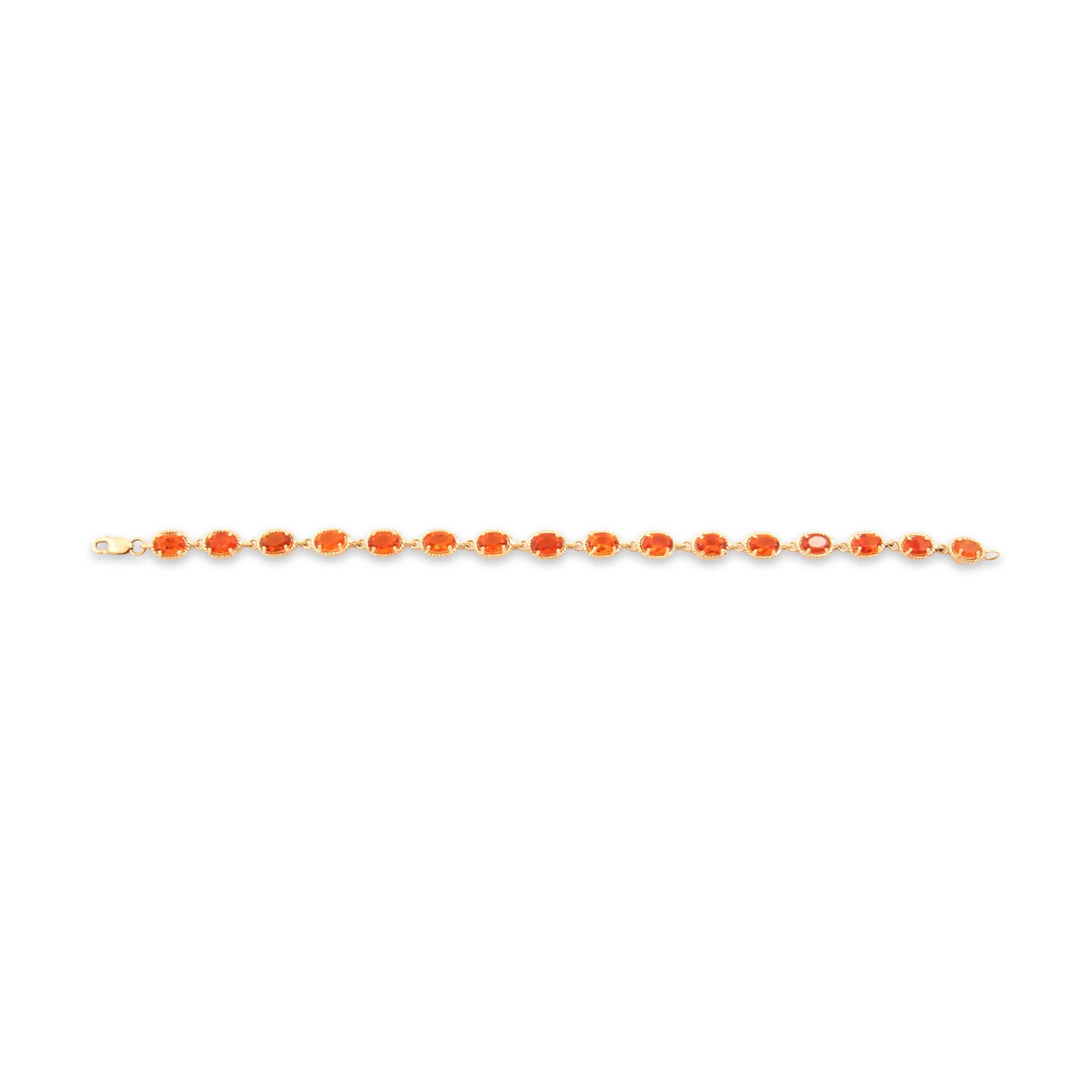 Vintage 14k Yellow Gold 4.82cttw Fire Opal Glowing Cabled Link Bracelet - Overall view