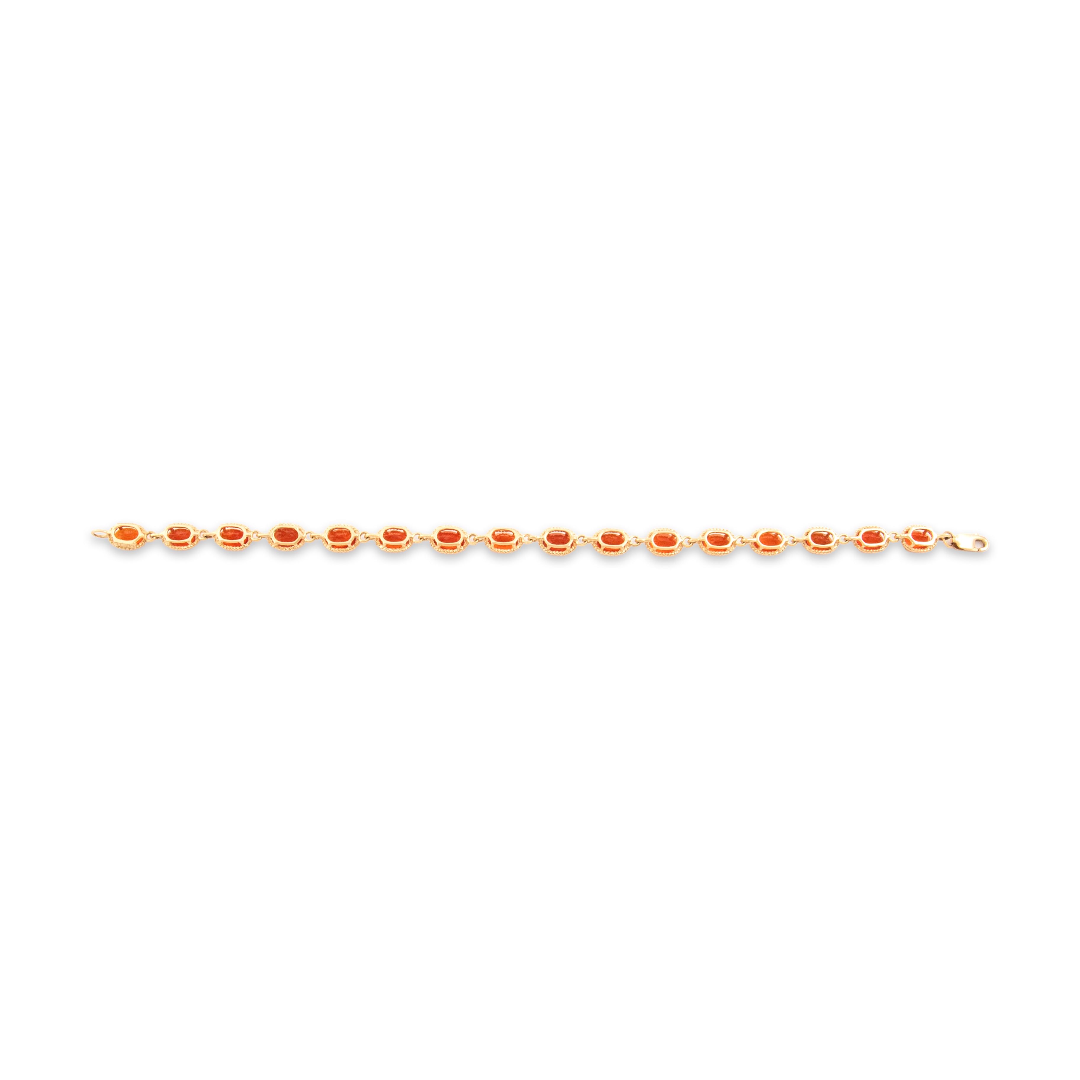 Vintage 14k Yellow Gold 4.82cttw Fire Opal Glowing Cabled Link Bracelet - Back view