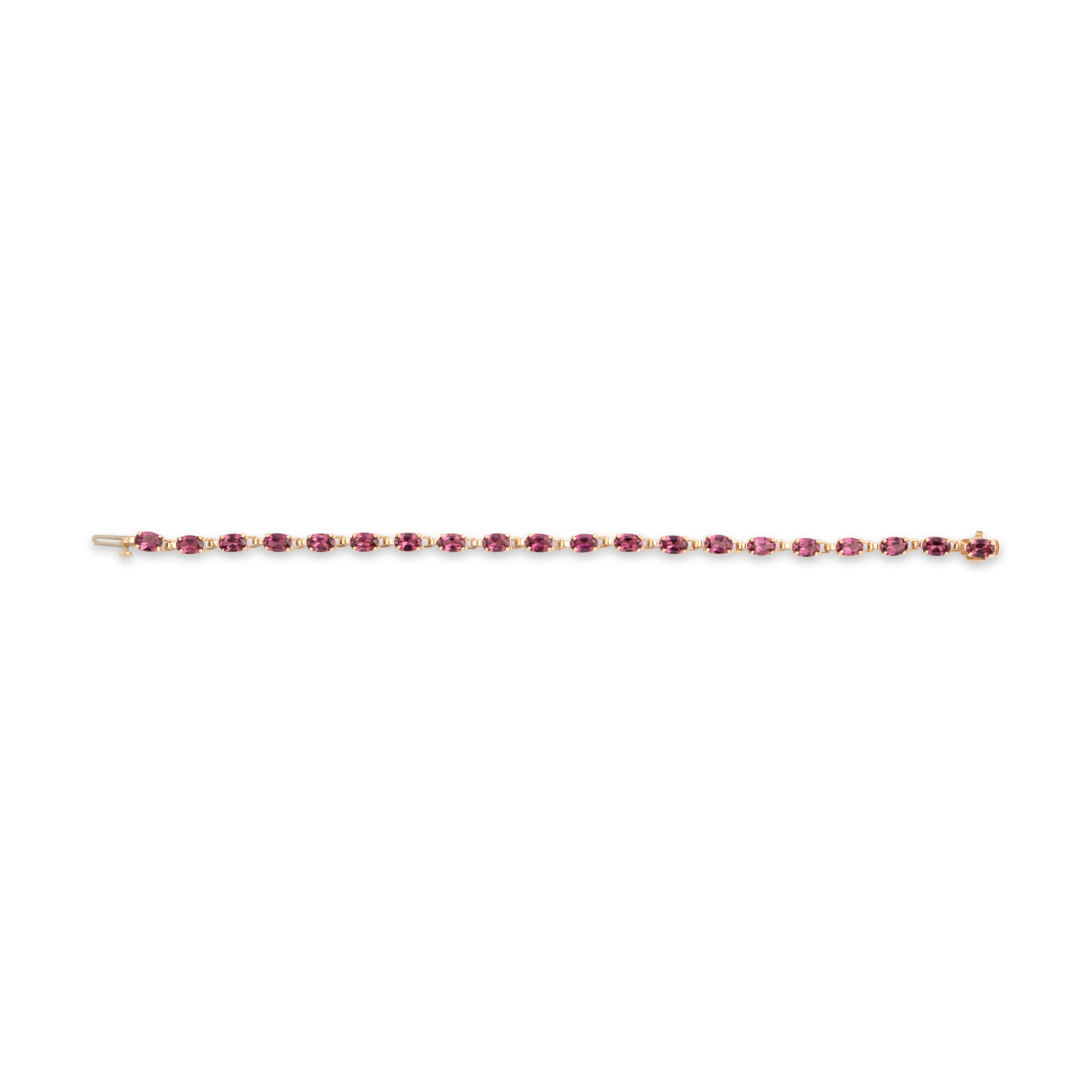 Vintage 14k Yellow Gold 9.0cttw Pink Garnet Classic Oval Link Bracelet 7