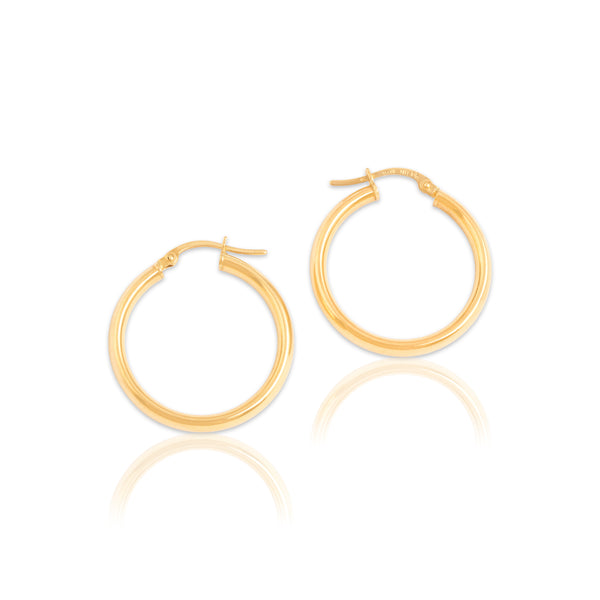 Vintage Italian 18k Yellow Gold Sleek Classic Hoop Earrings
