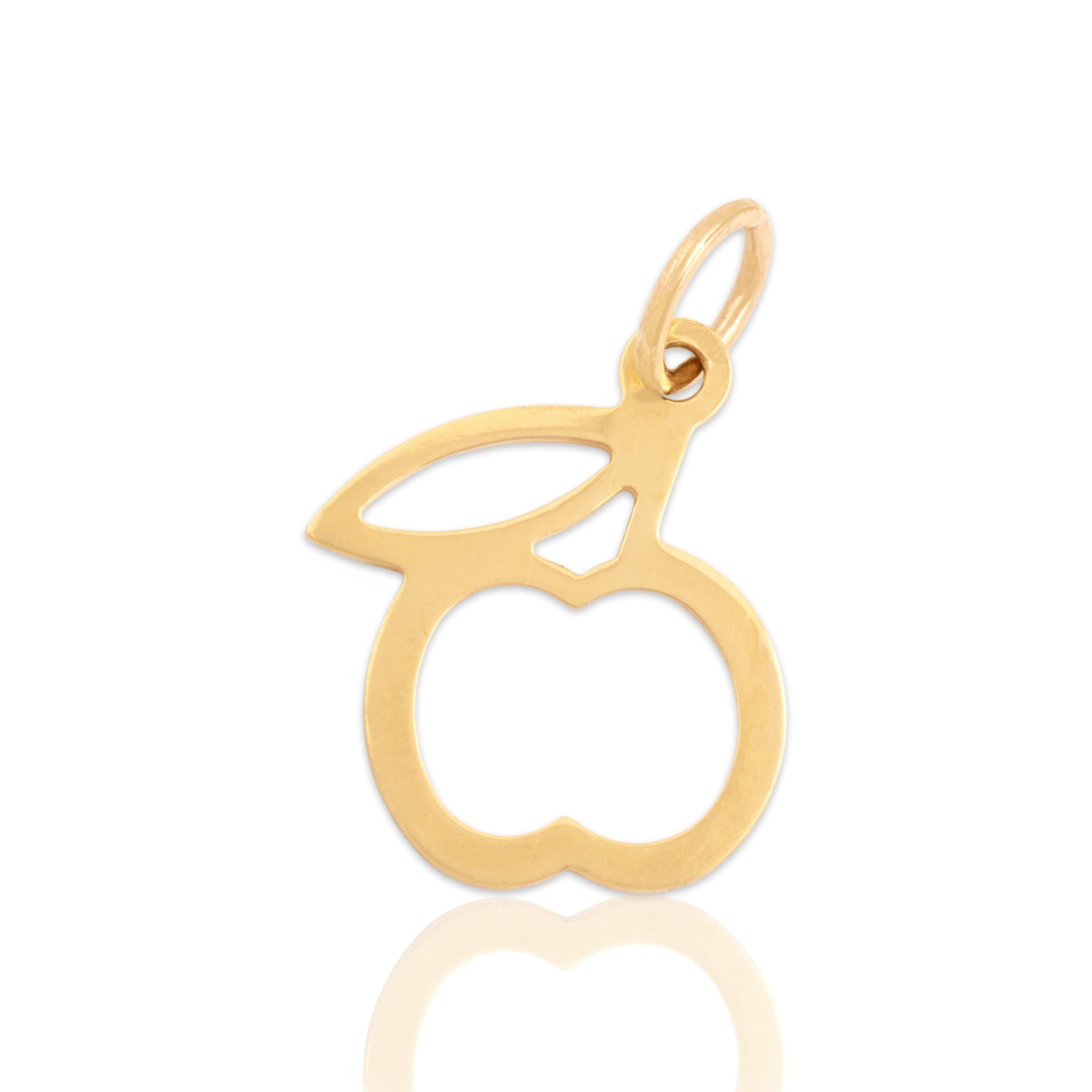 Vintage 18k Yellow Gold Teacher's Pet Apple Charm / Pendant - Close-up view