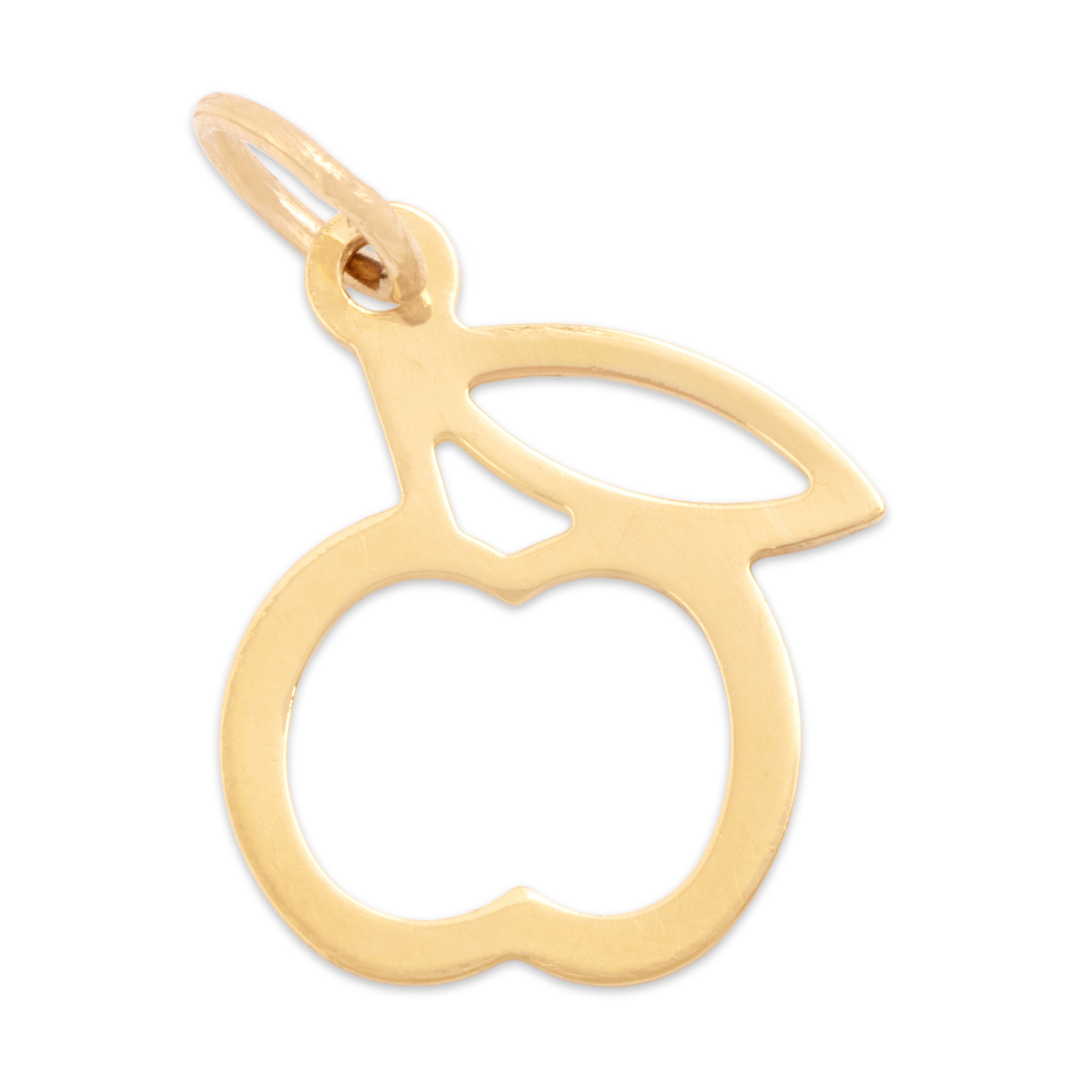 Vintage 18k Yellow Gold Teacher's Pet Apple Charm / Pendant - Back view