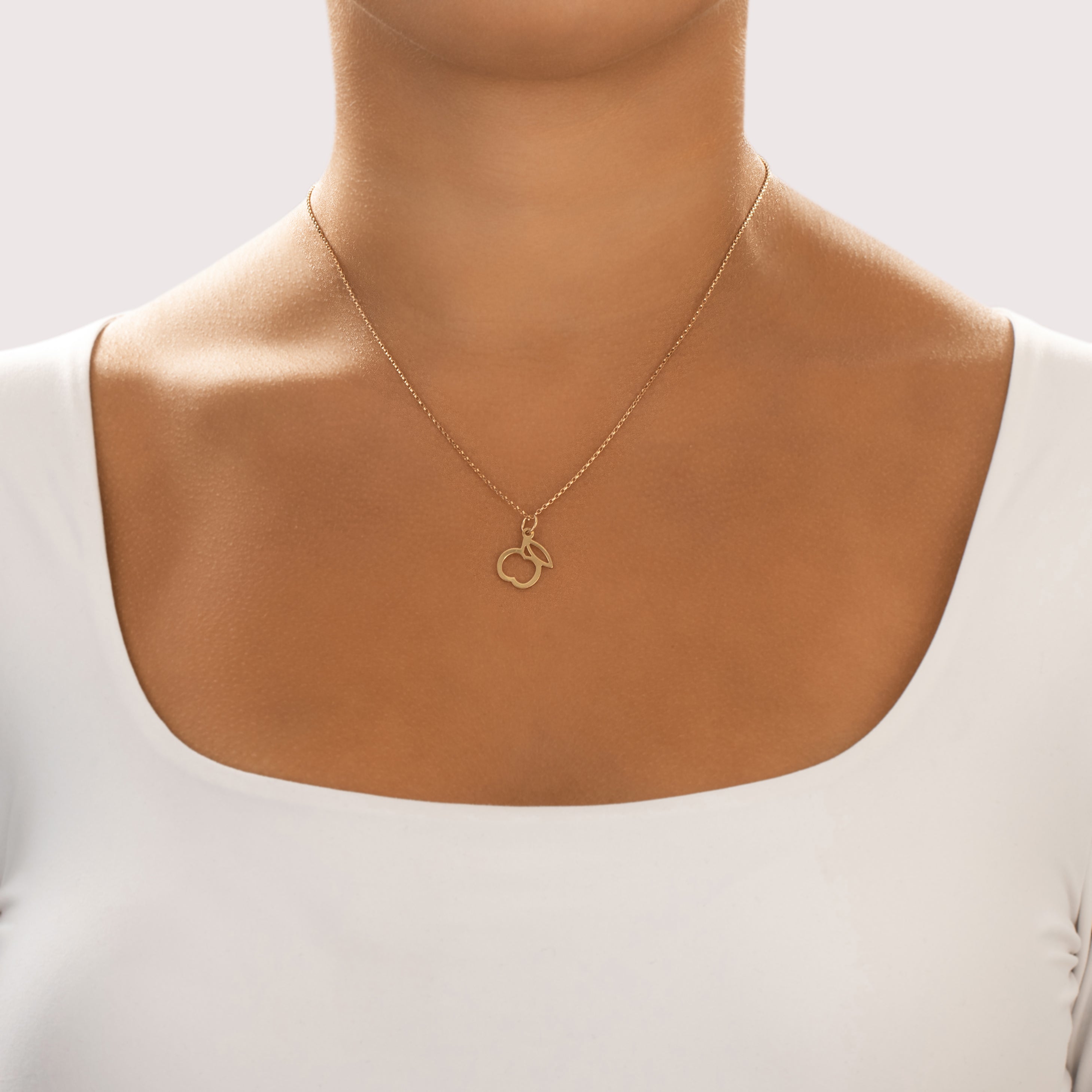 Vintage 18k Yellow Gold Teacher's Pet Apple Charm / Pendant - On model view