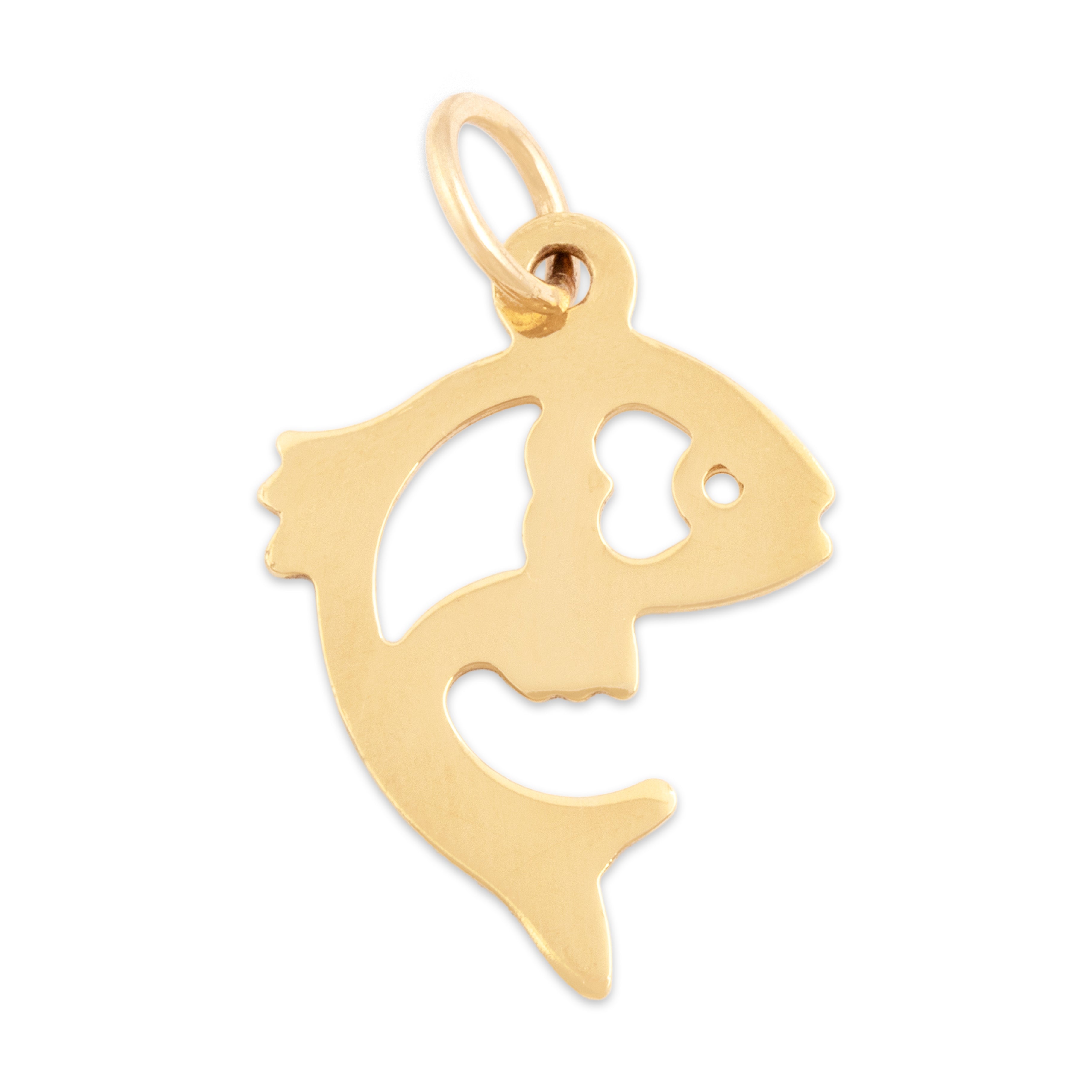 Vintage 18k Yellow Gold Leaping Fish Charm / Pendant - Back view