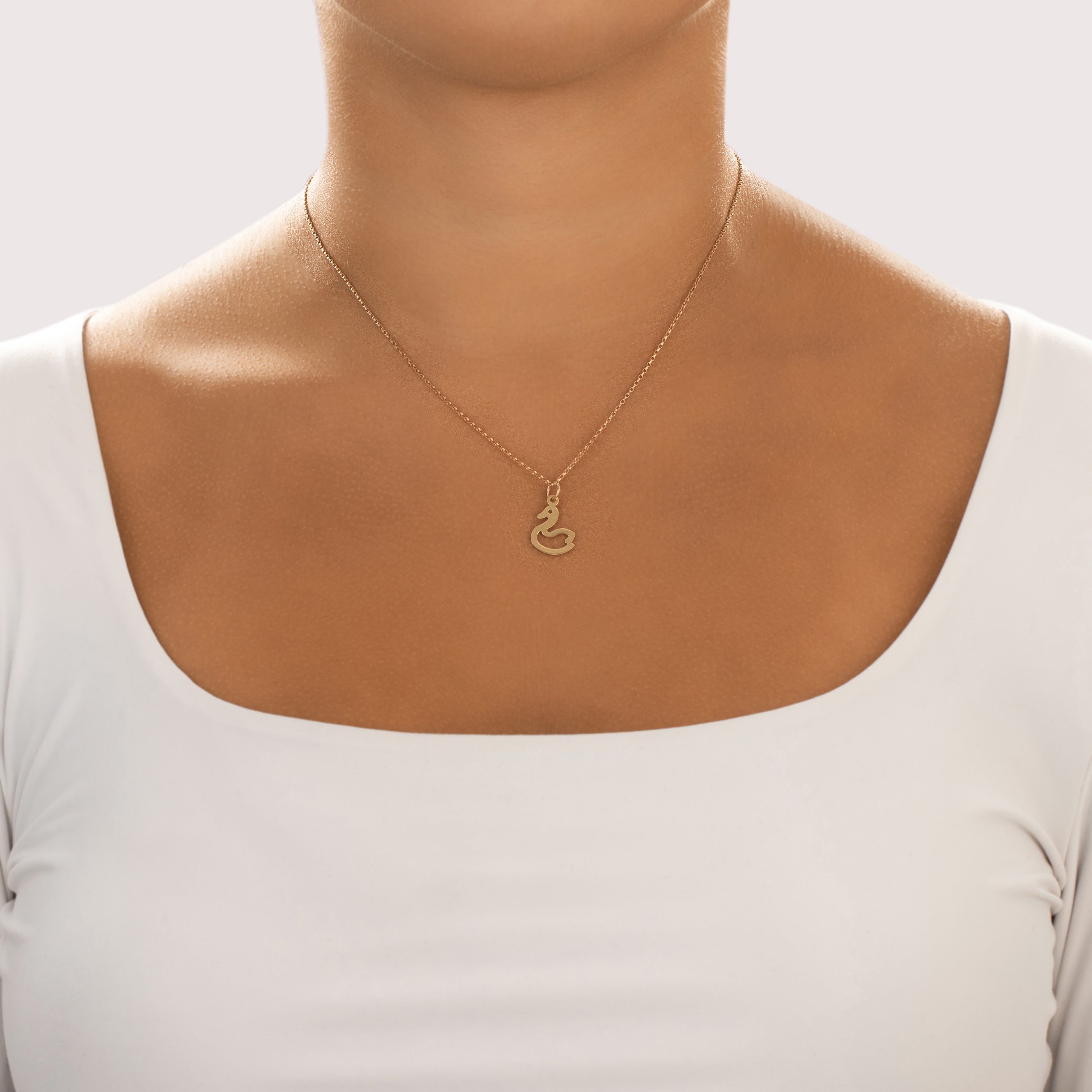 Vintage 18k Yellow Gold Adorable Cartoon Duckie Charm / Pendant - On model view