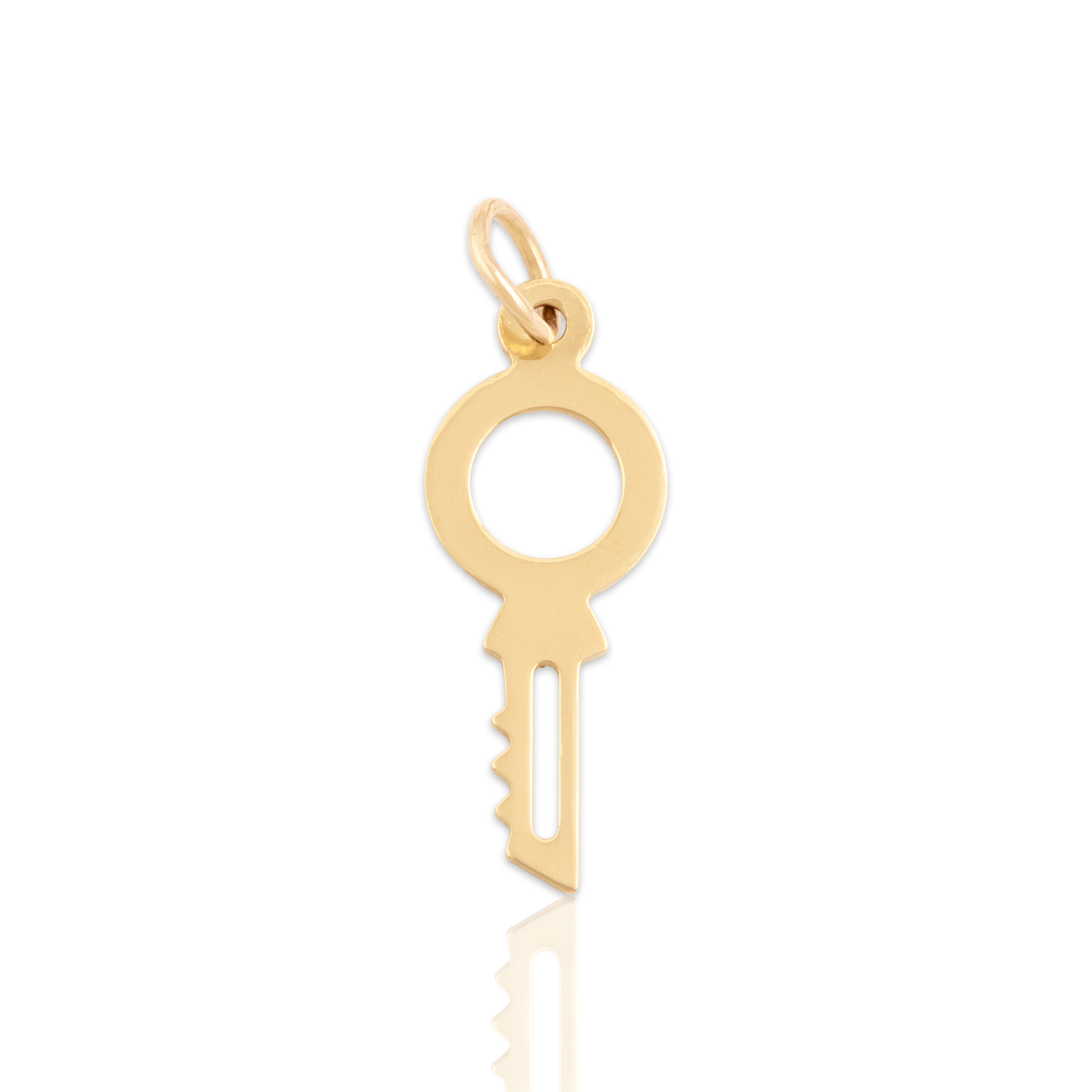 Vintage 18k Yellow Gold Sleek Key Charm / Pendant - Close-up view