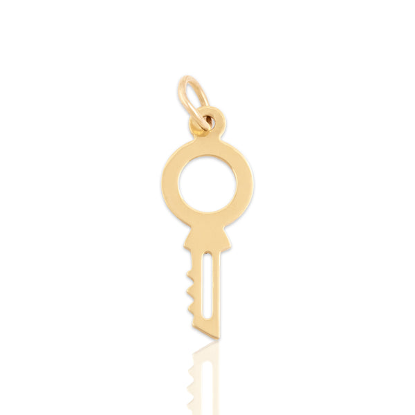 Vintage 18k Yellow Gold Sleek Key Charm / Pendant