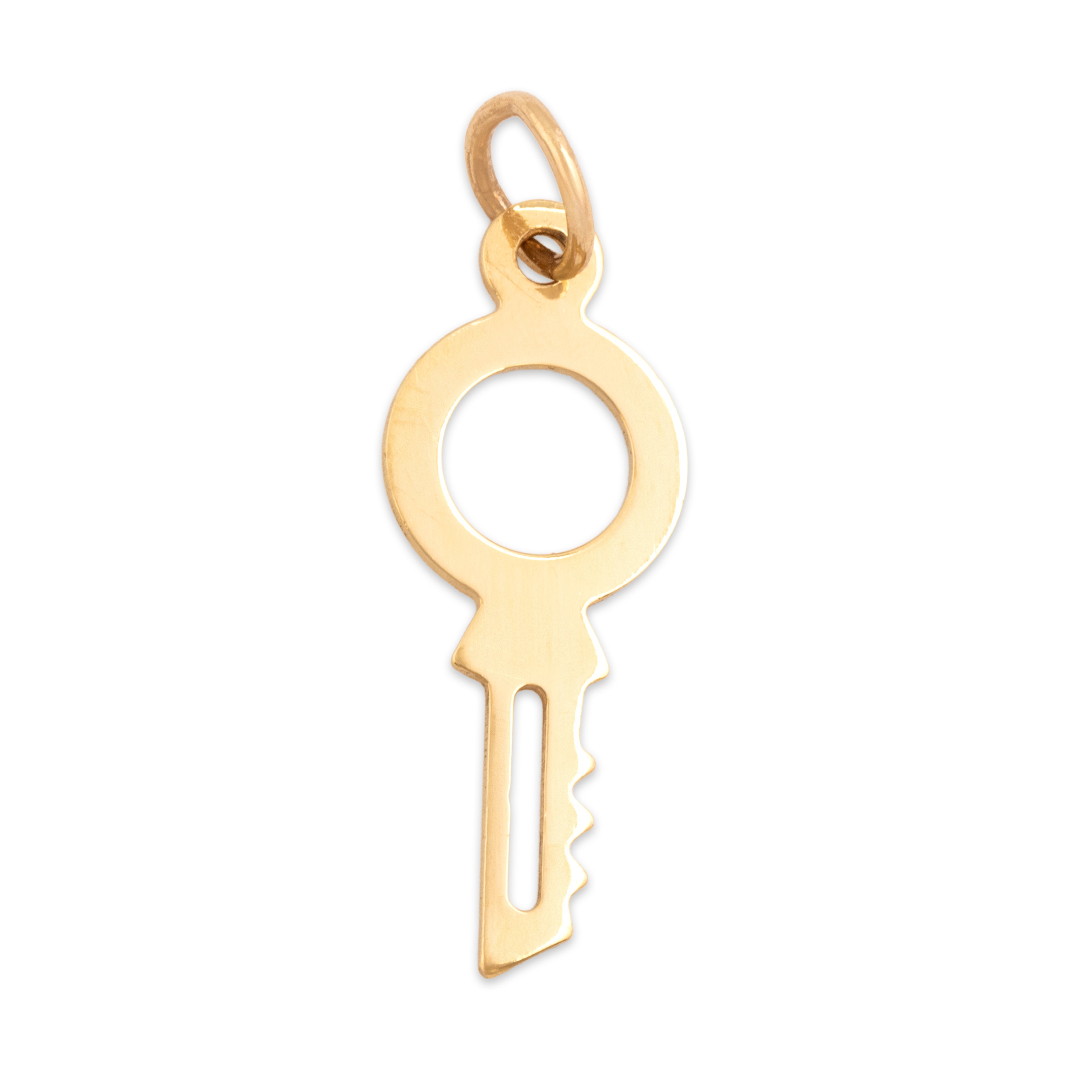 Vintage 18k Yellow Gold Sleek Key Charm / Pendant - Back view