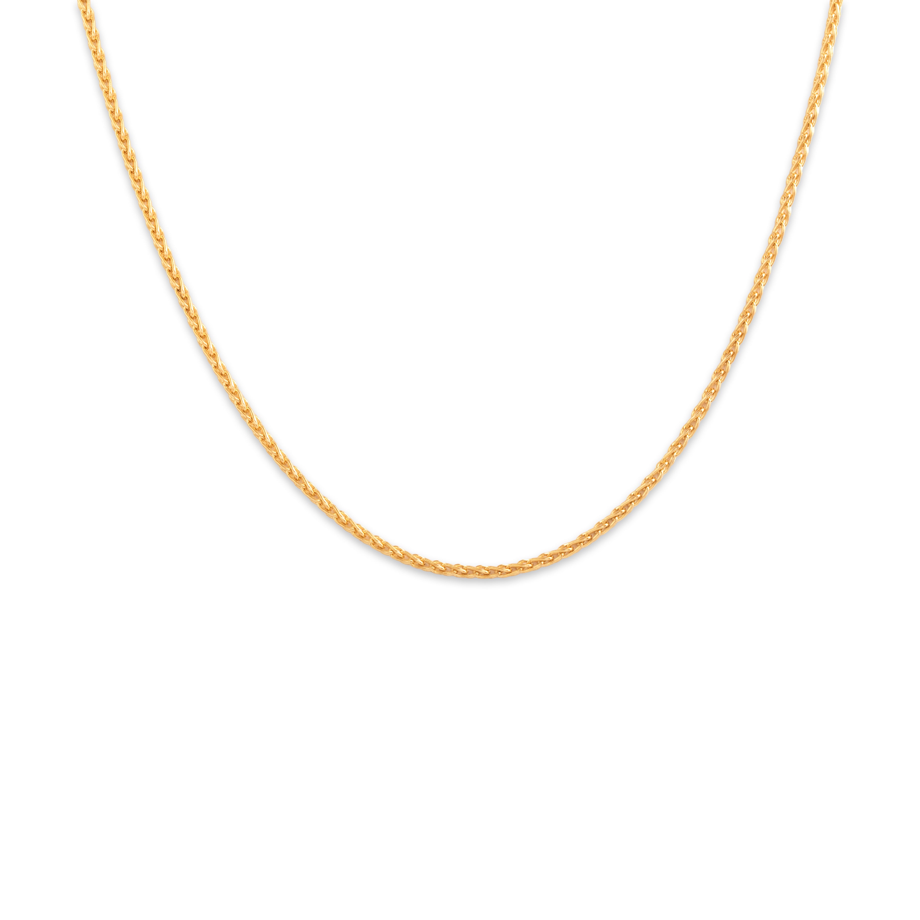Vintage Italian 18k Yellow Gold 1.5mm Chic Wheat Chain - Close-up view