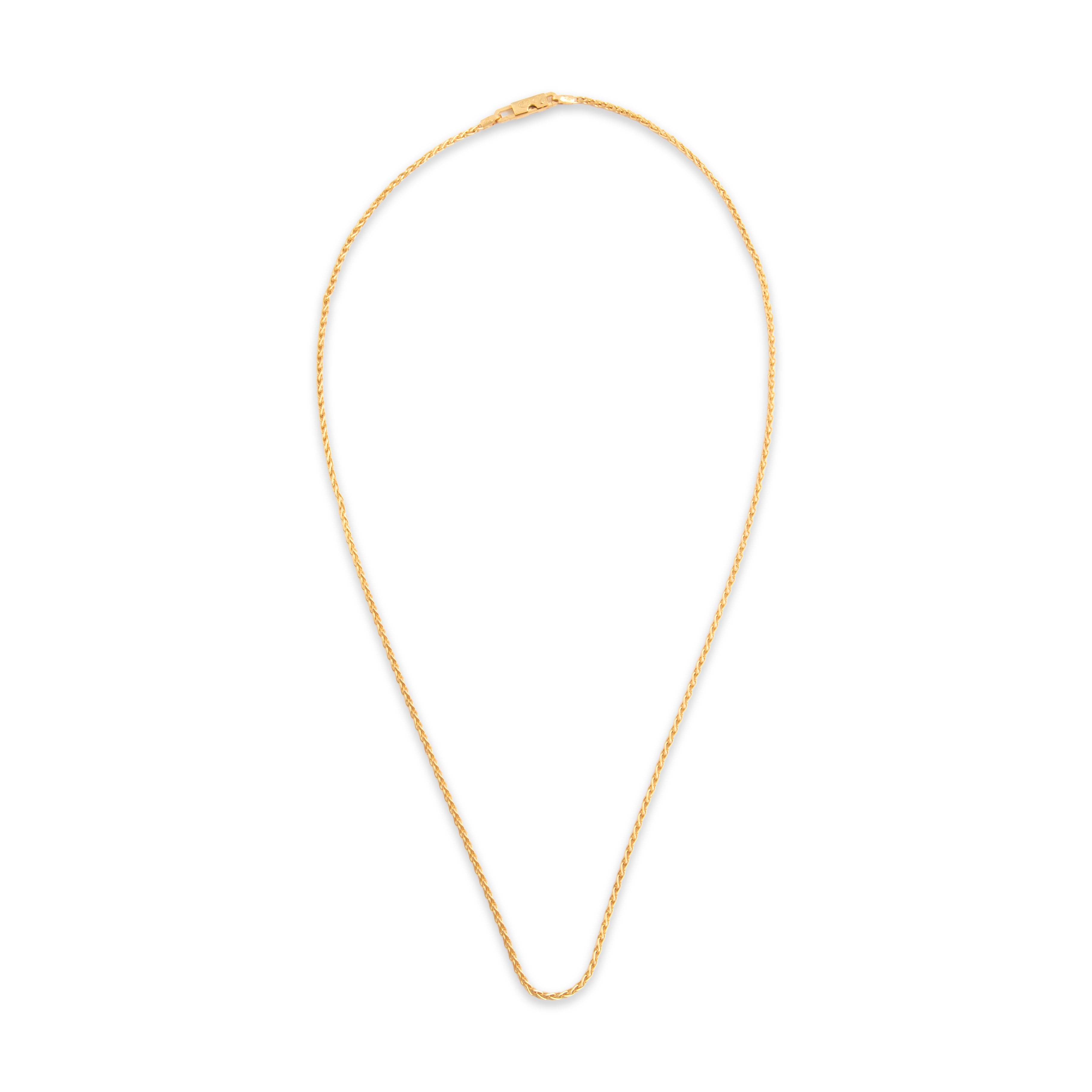 Vintage Italian 18k Yellow Gold 1.5mm Chic Wheat Chain - Overall view