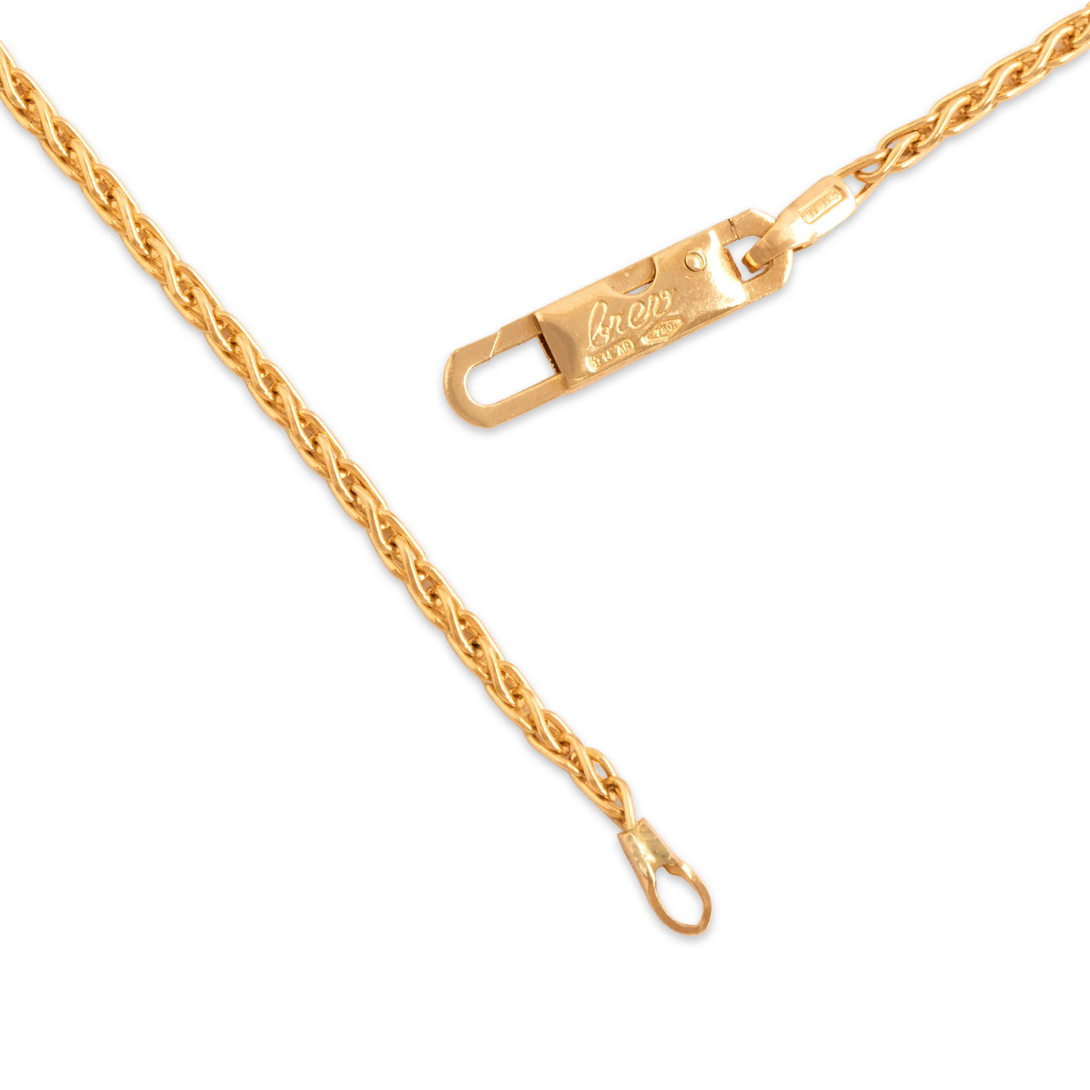 Vintage Italian 18k Yellow Gold 1.5mm Chic Wheat Chain - clasp view