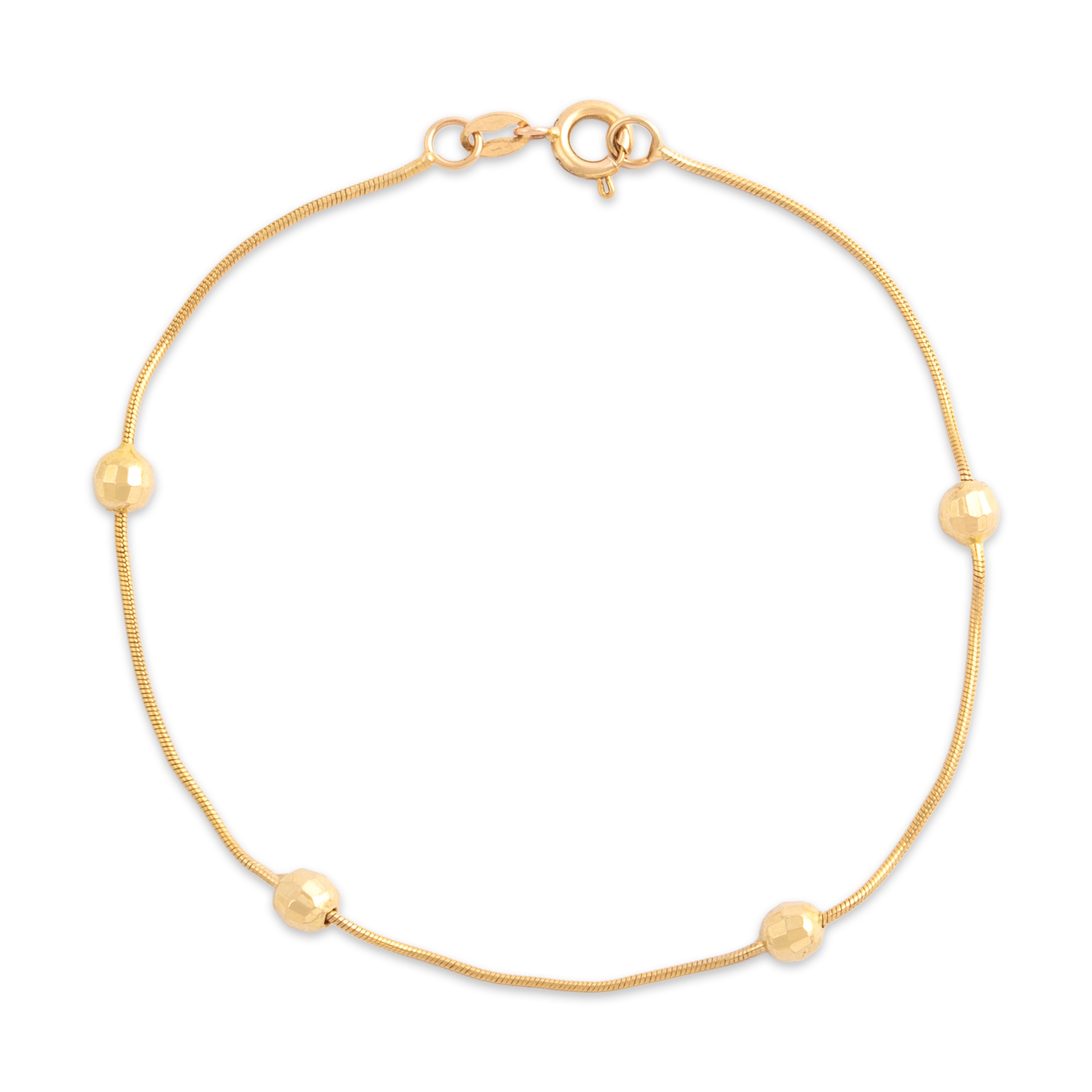 Vintage 18k Yellow Gold Gleaming Disco Station Bracelet 7.5