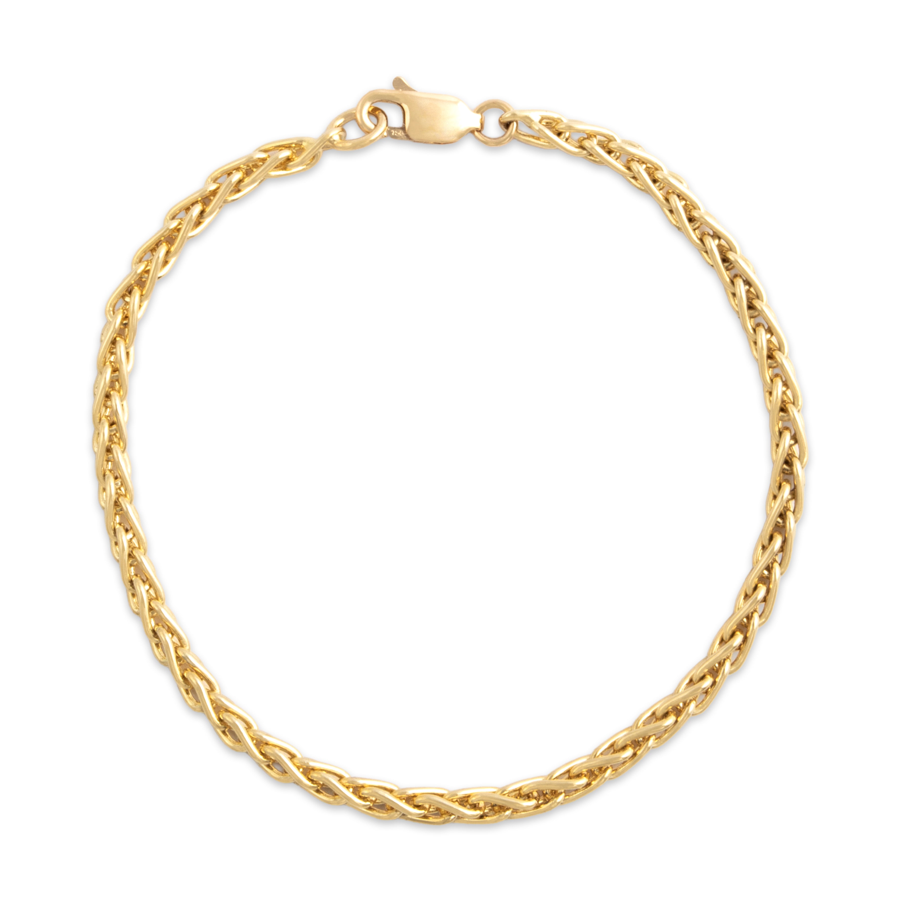 Vintage 18k Yellow Gold Chic Wheat Chain Bracelet - Close-up view