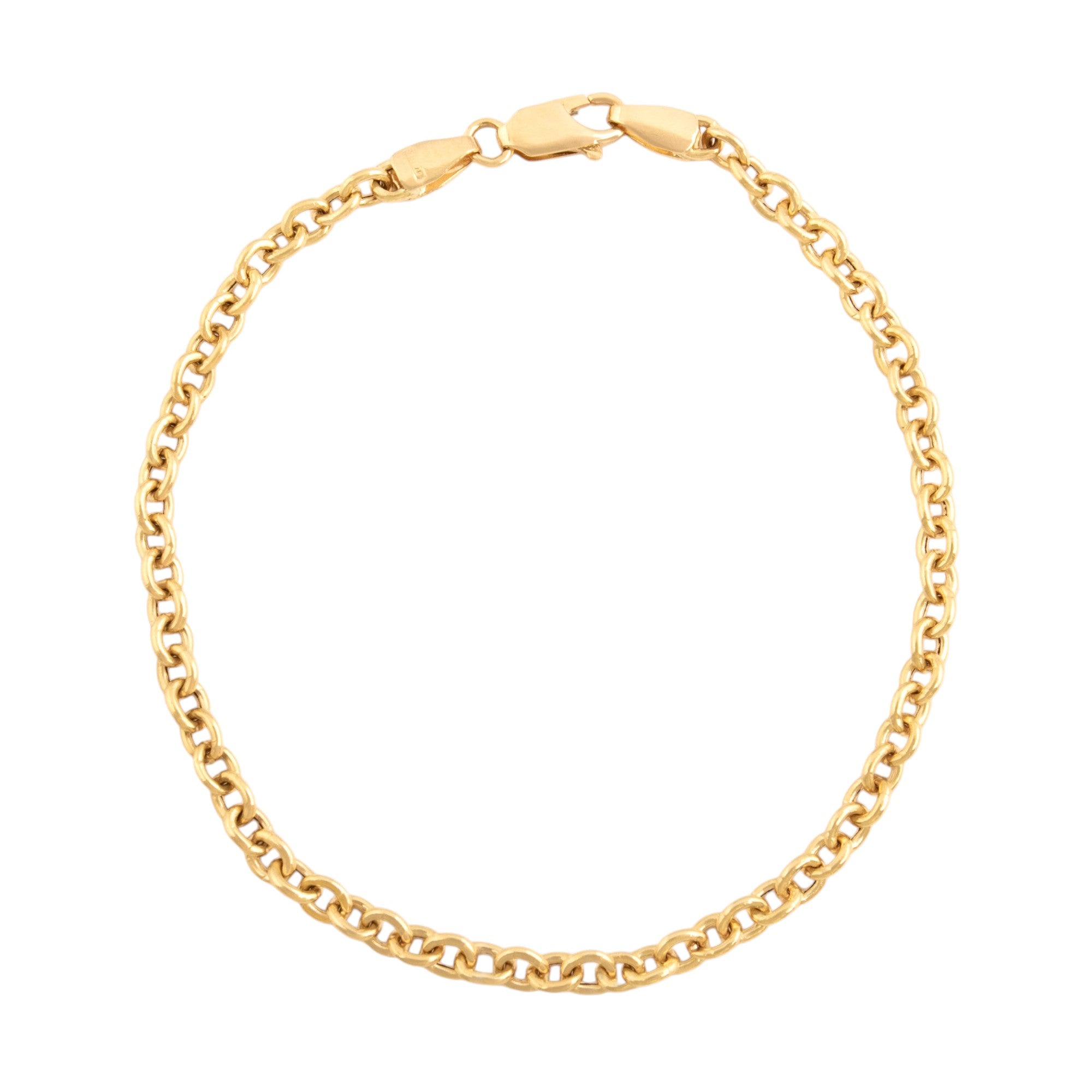 Vintage Lightweight 18k Yellow Gold Sleek Cable Link Bracelet 7.5