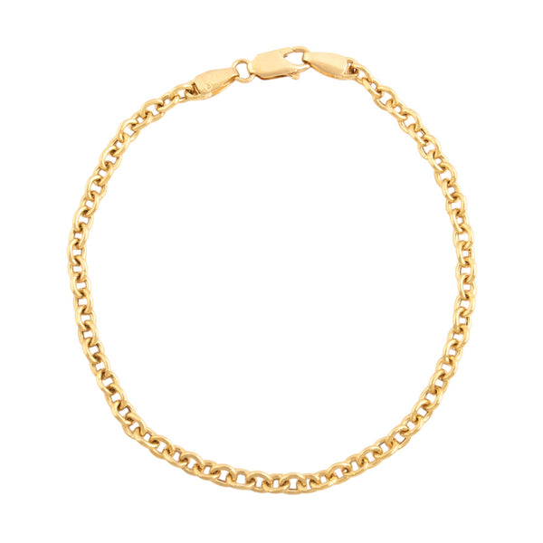 Vintage Lightweight 18k Yellow Gold Sleek Cable Link Bracelet 7.5