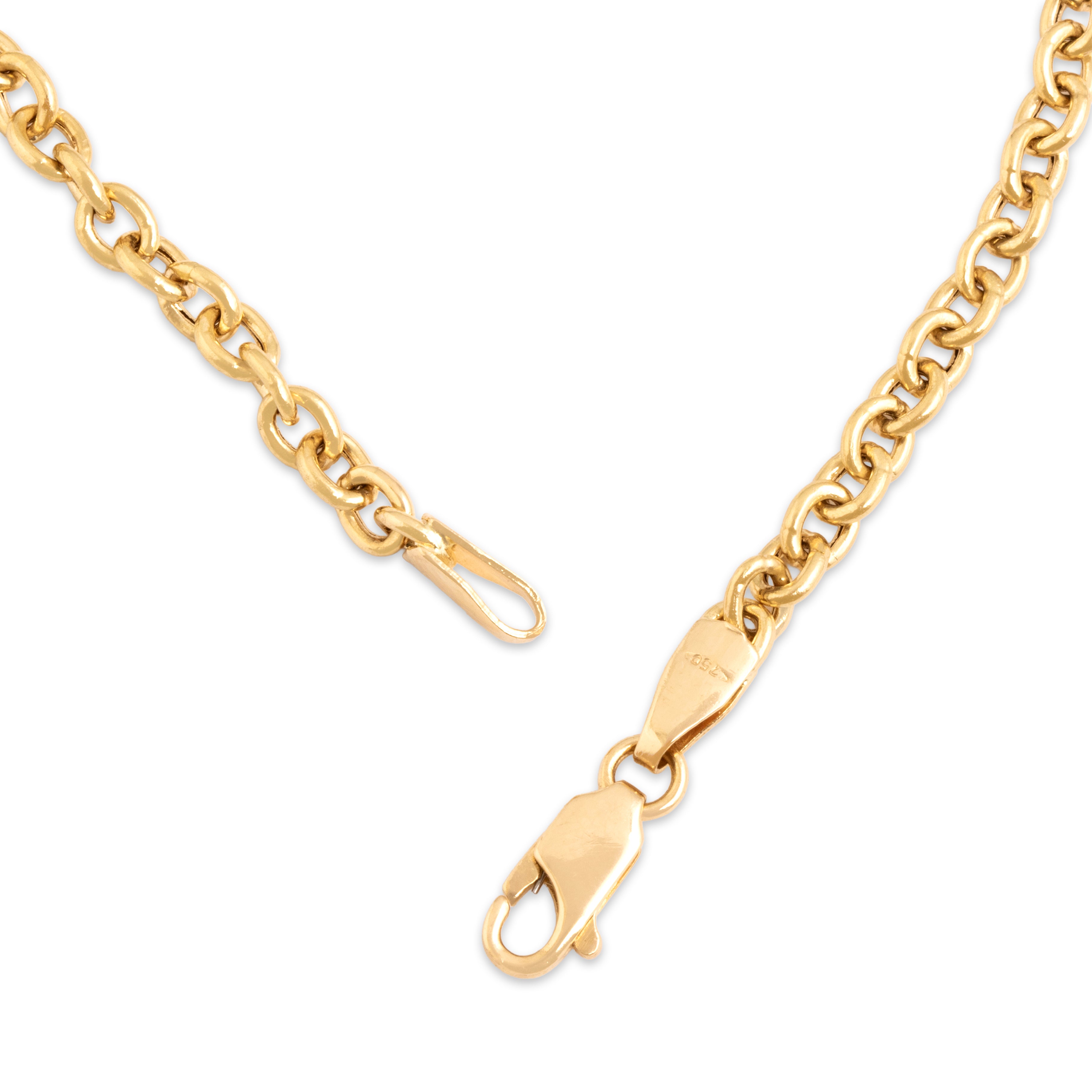 Vintage Lightweight 18k Yellow Gold Sleek Cable Link Bracelet - clasp view