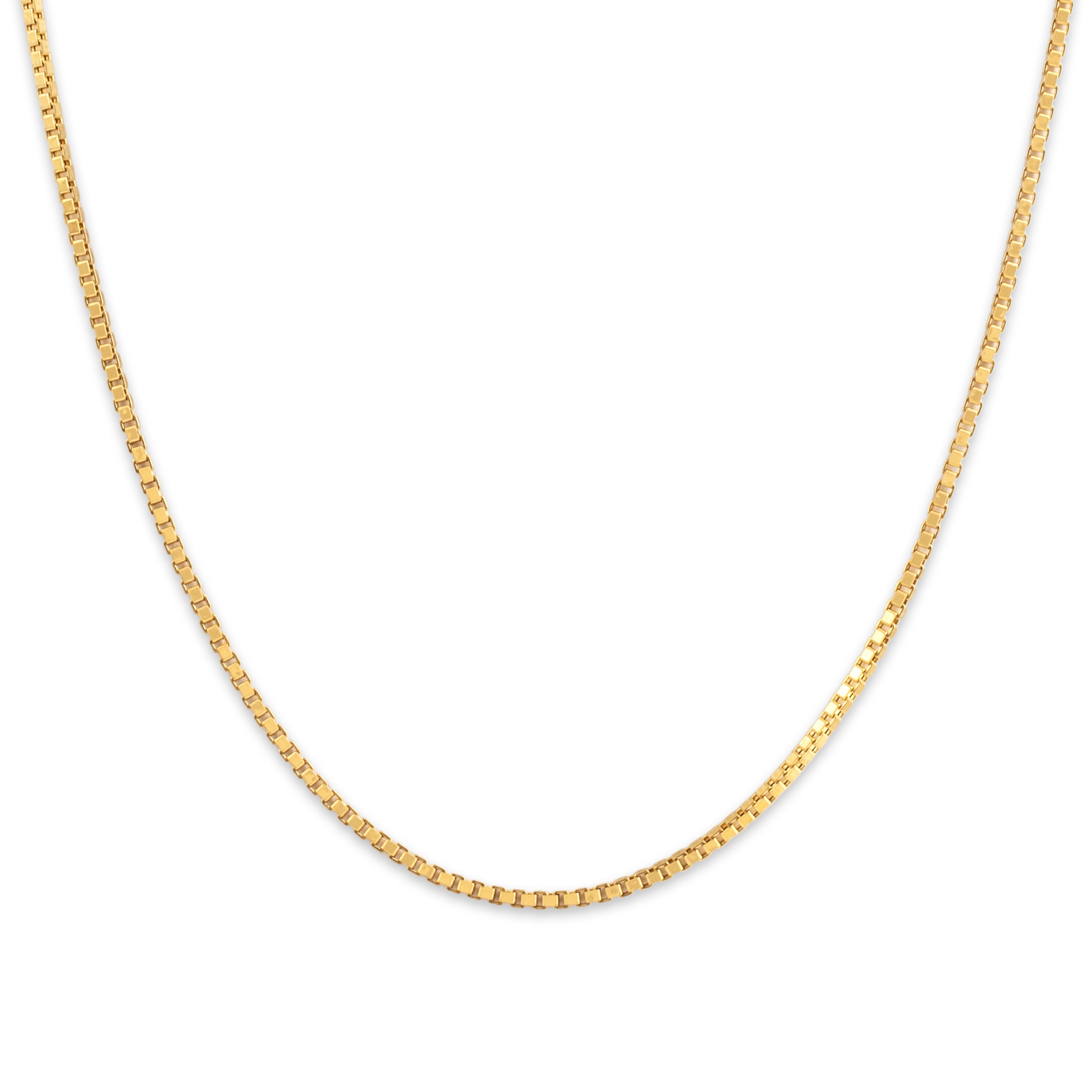 Vintage Italian 18k Yellow Gold 1.5mm Classic Dimensional Box Chain - Close-up view