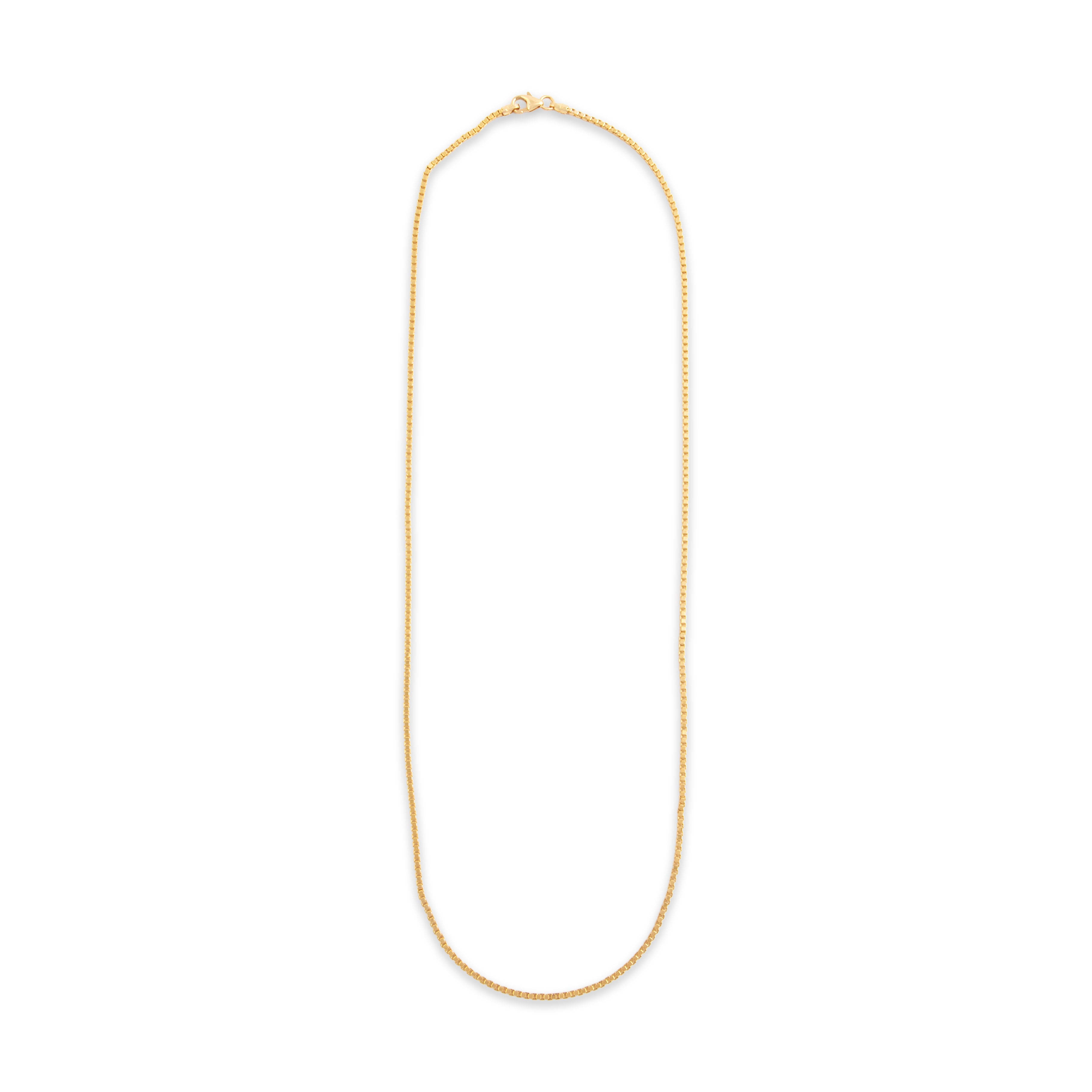Vintage Italian 18k Yellow Gold 1.5mm Classic Dimensional Box Chain - Overall view