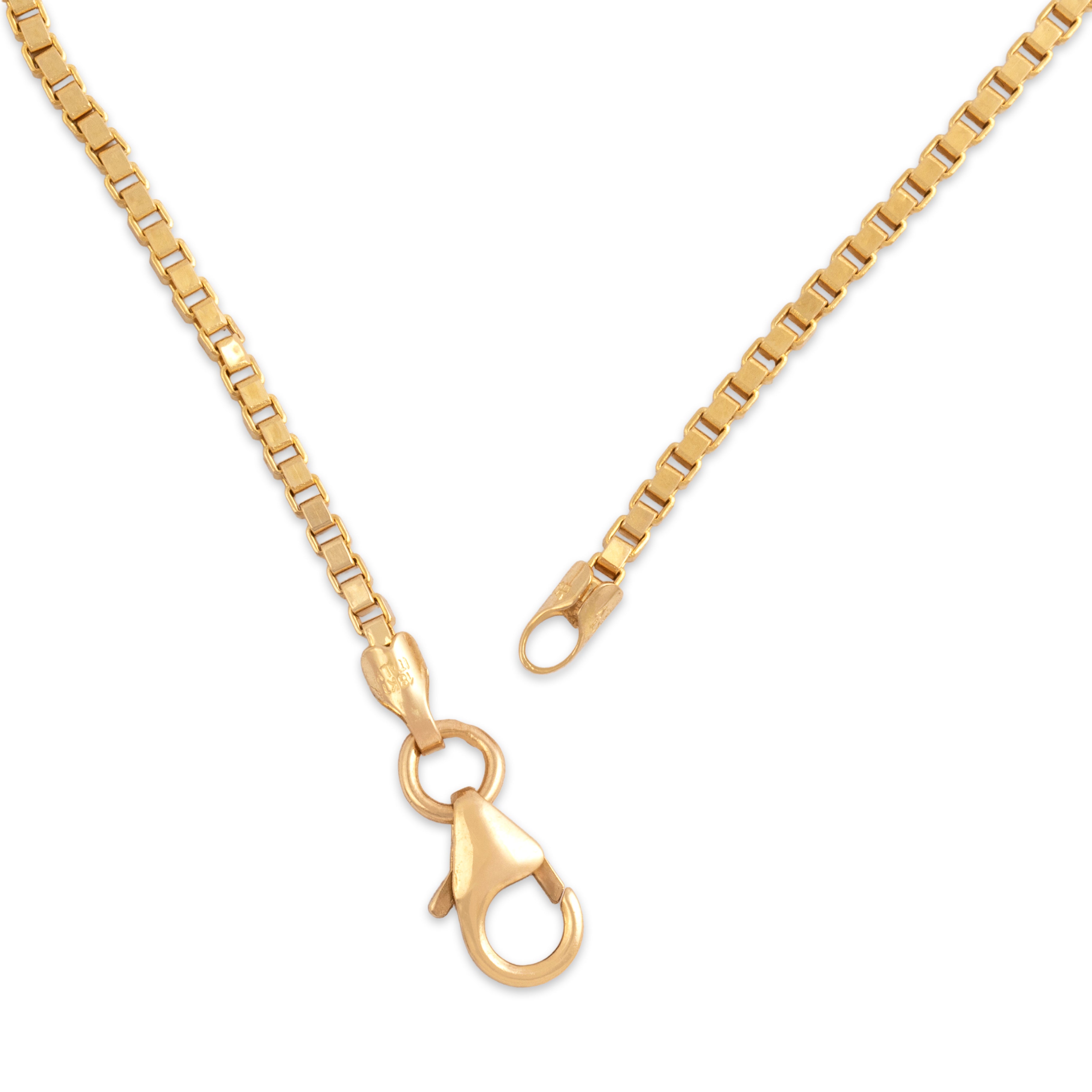Vintage Italian 18k Yellow Gold 1.5mm Classic Dimensional Box Chain - clasp view