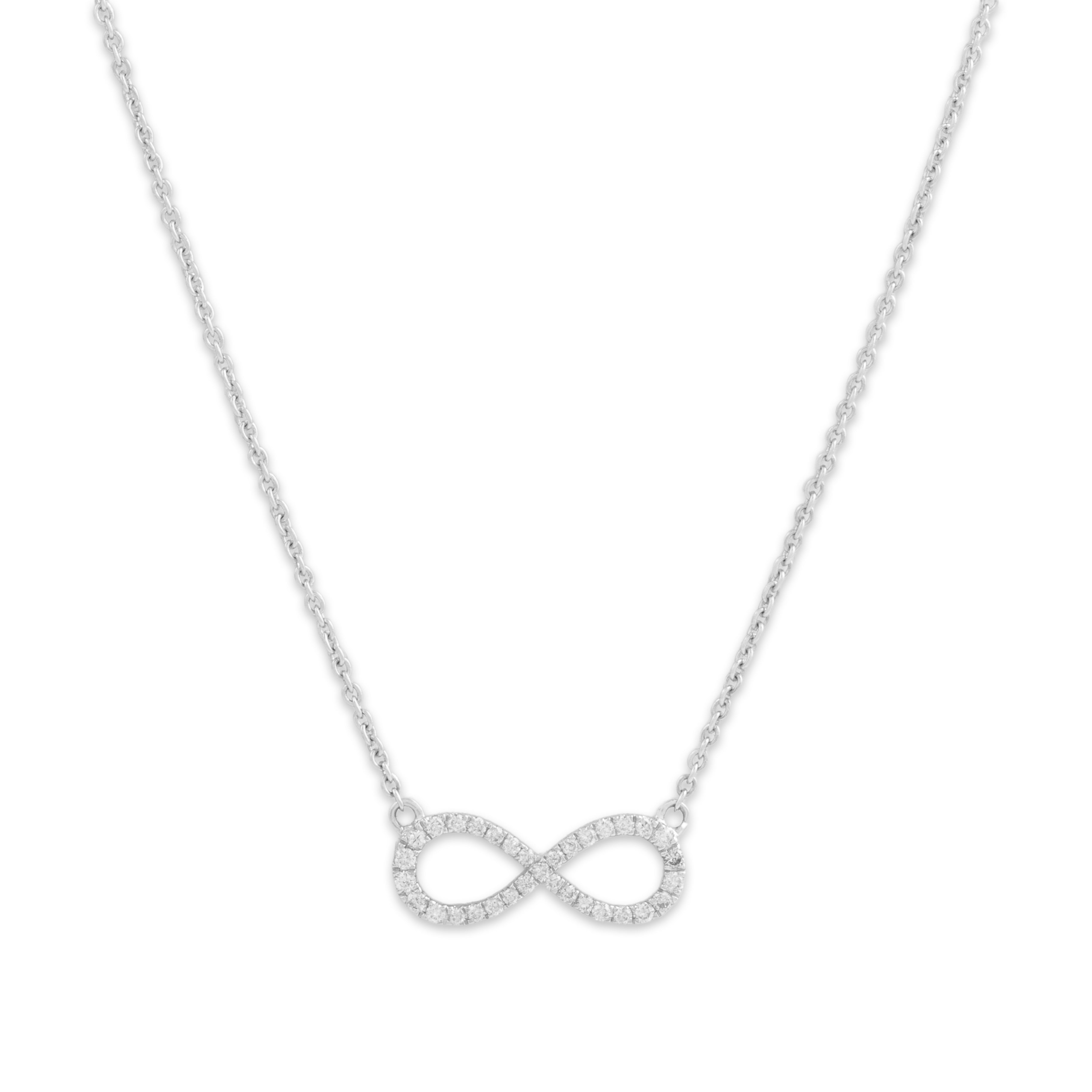 Estate 14k White Gold [Custom Carat] Glittering Infinity Adjustable Necklace - detail view #1