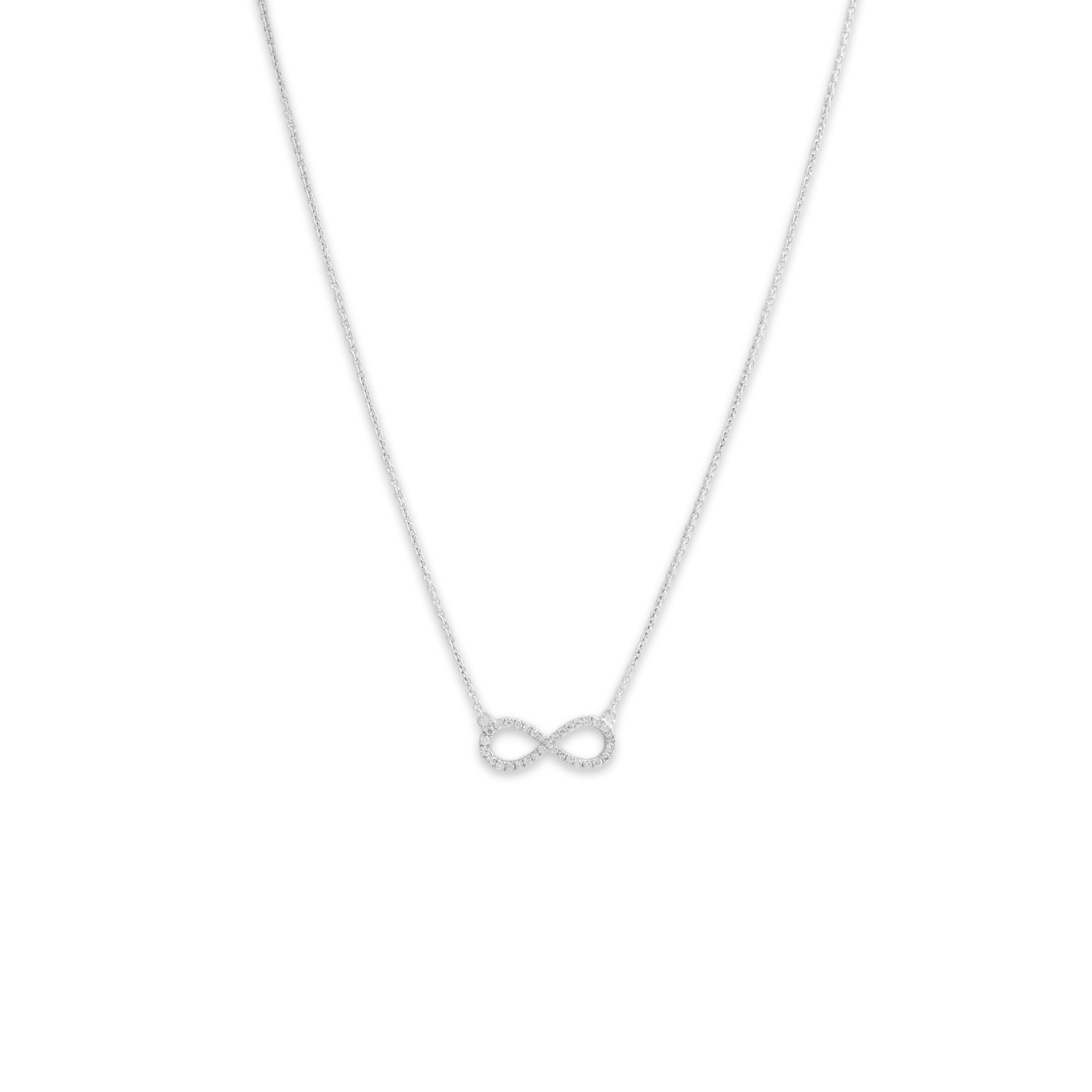 Estate 14k White Gold Diamond Infinity Adjustable Necklace 15.75-18