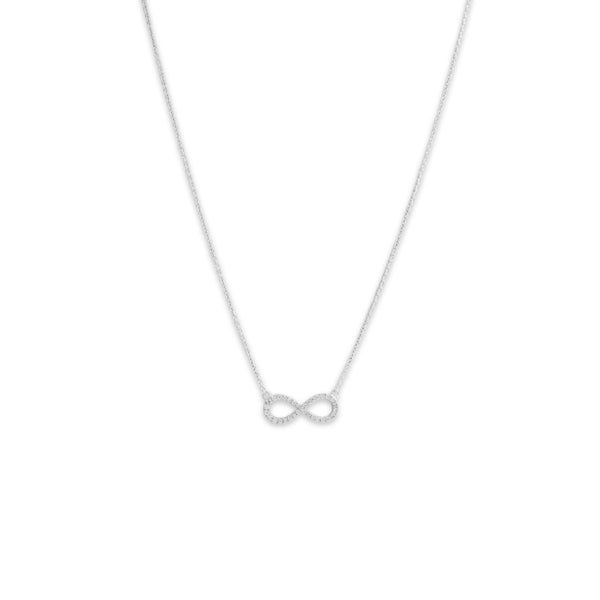 Estate 14k White Gold Diamond Infinity Adjustable Necklace 15.75-18