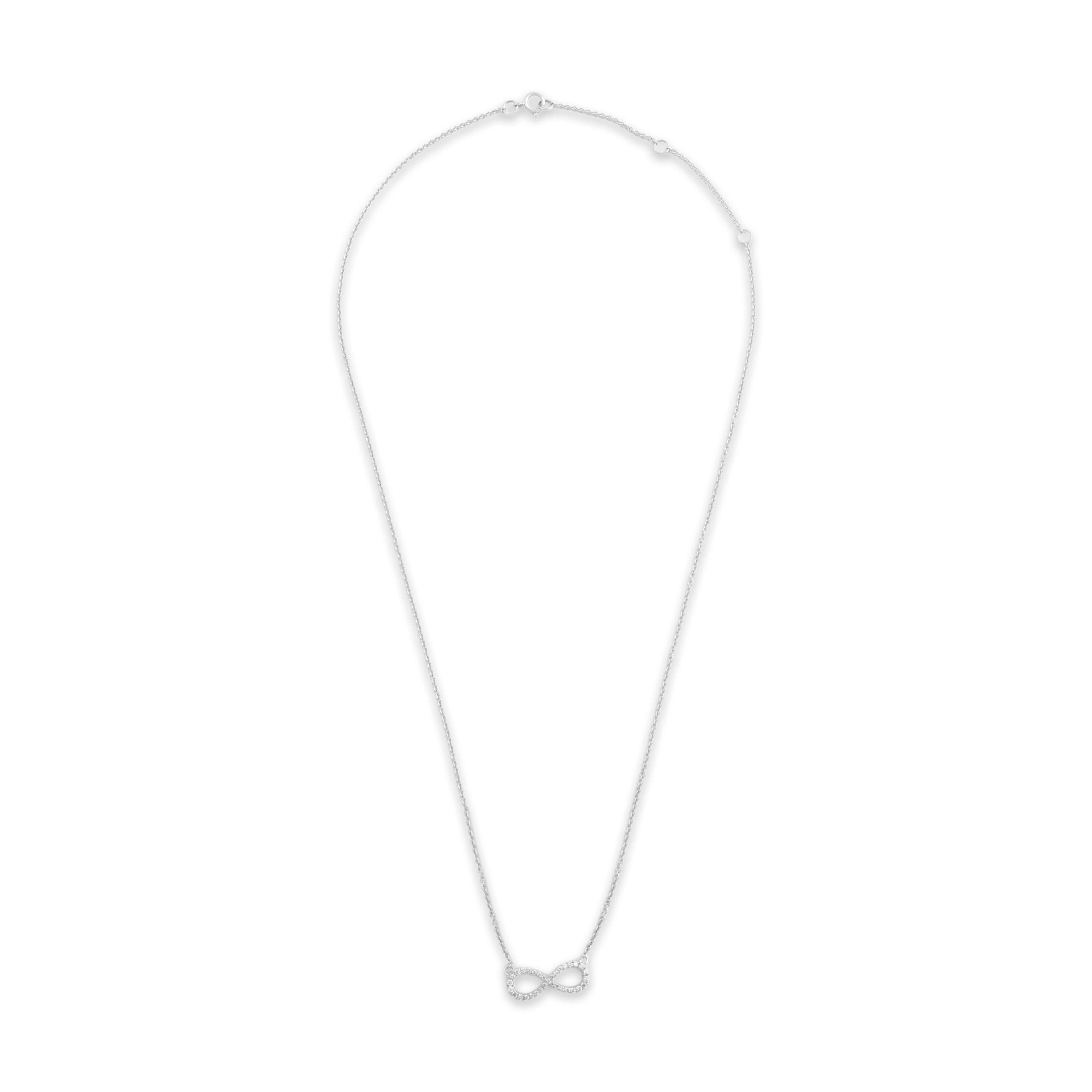 Estate 14k White Gold [Custom Carat] Glittering Infinity Adjustable Necklace - Overall view
