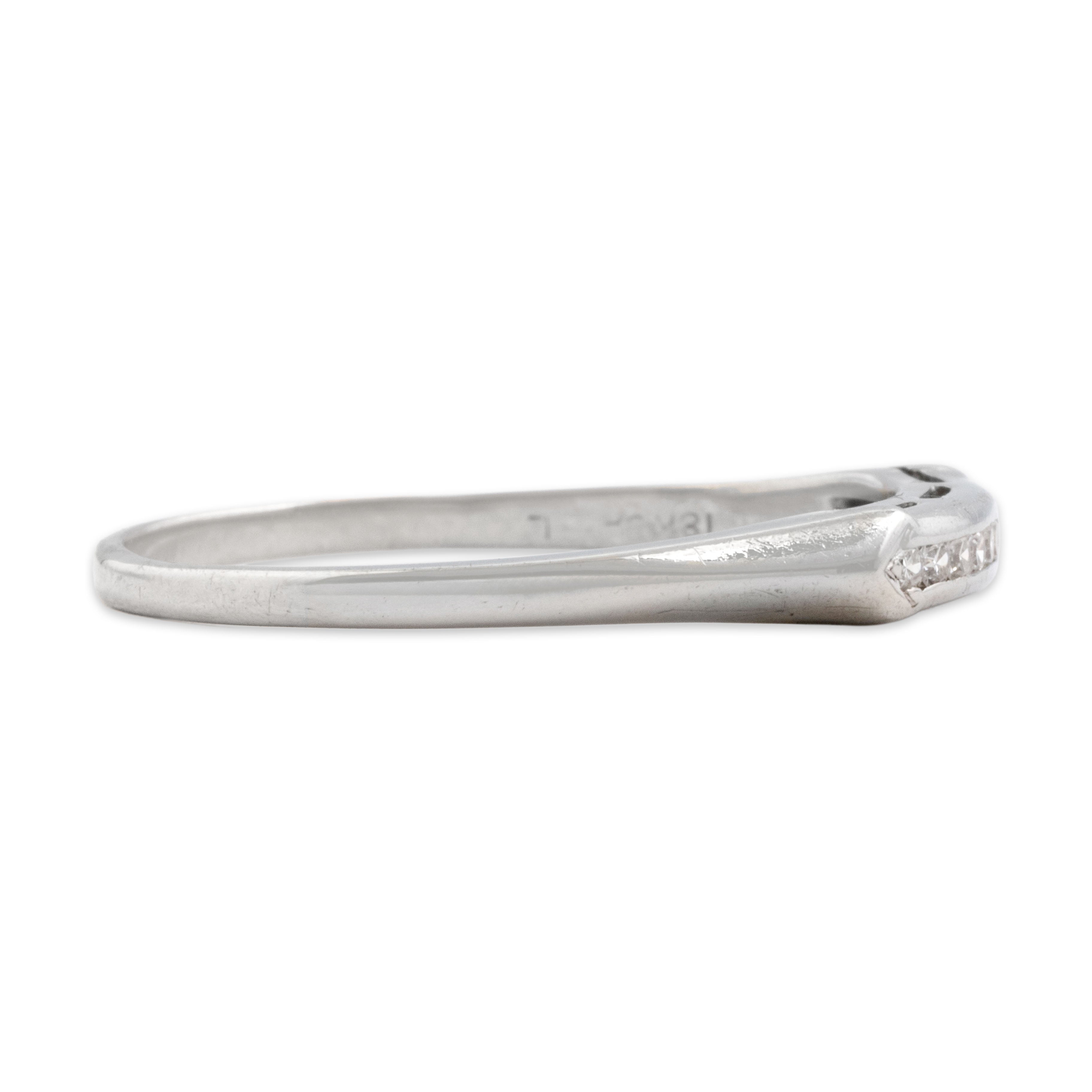 Vintage 18k White Gold Diamond Dimensional Arrow Bar Band Ring 9.25