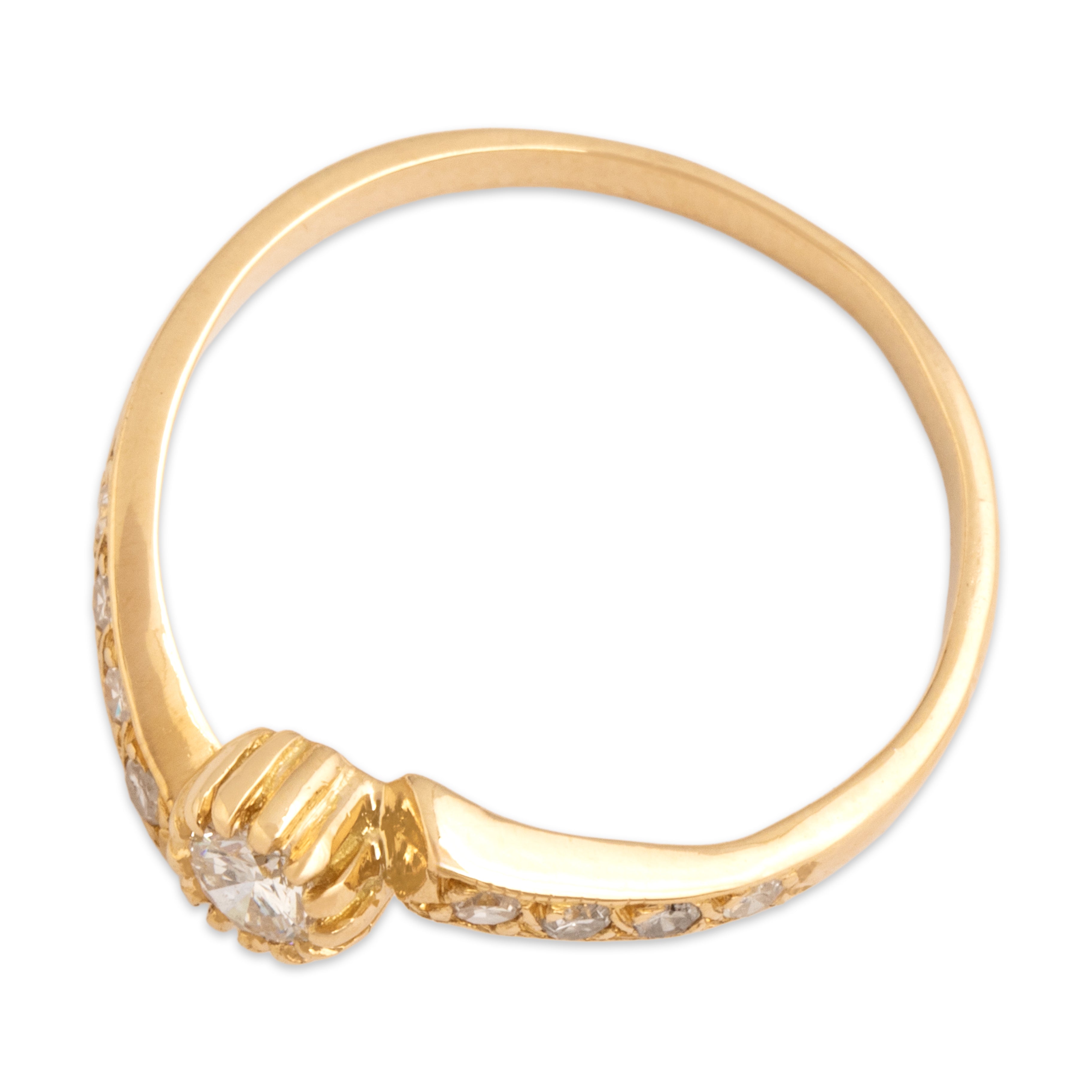 Vintage 18k Yellow Gold Diamond Dazzling Bypass Ring - Overall view