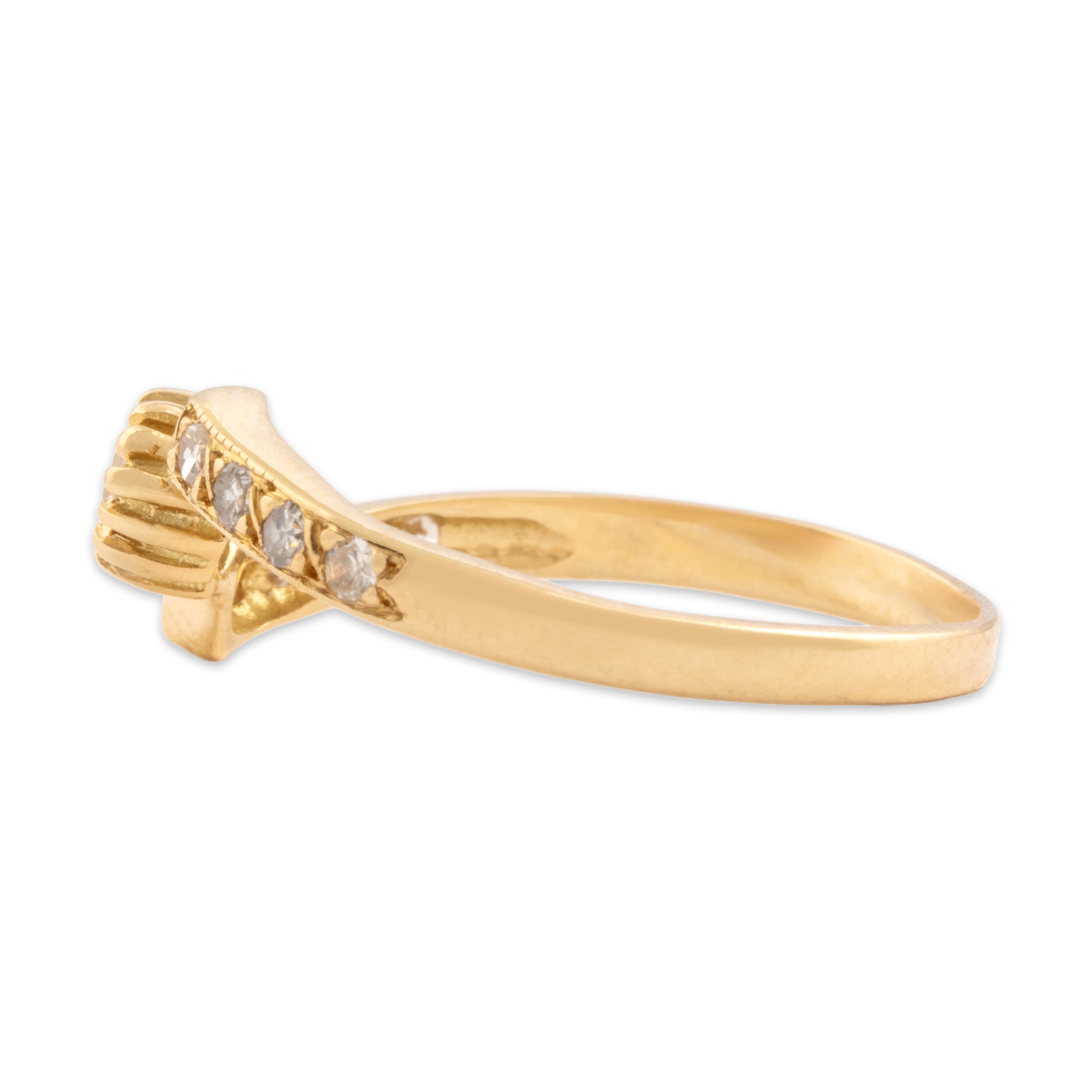 Vintage 18k Yellow Gold Diamond Dazzling Bypass Ring 8.00