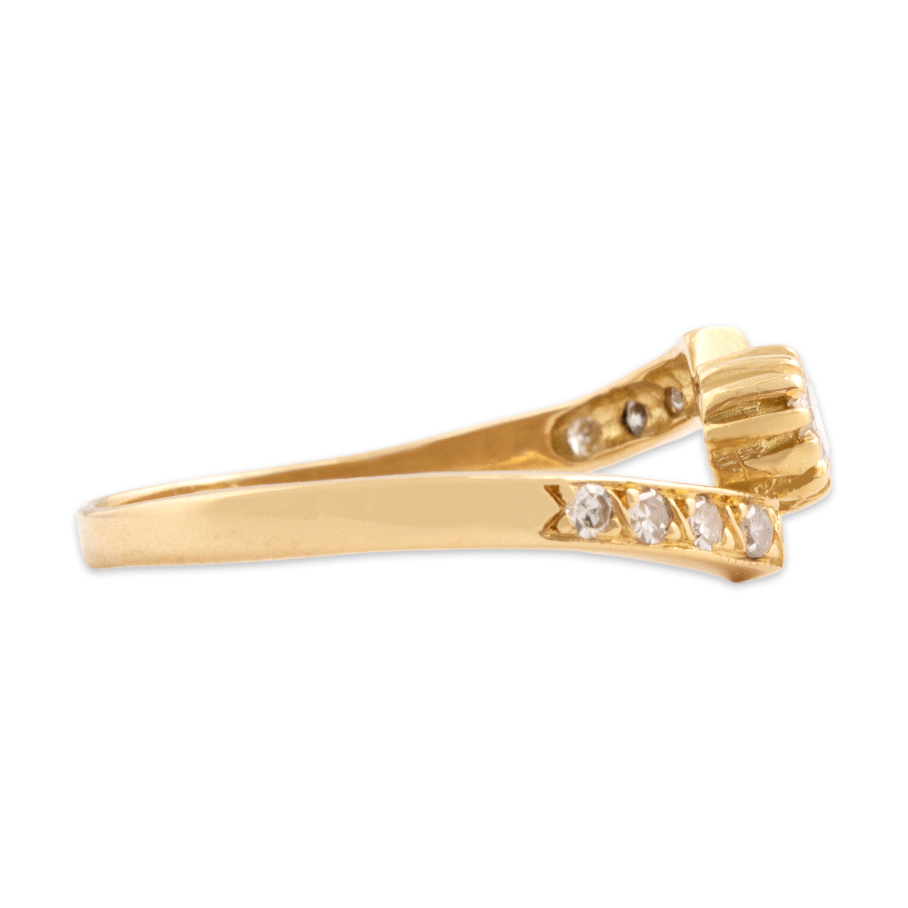 Vintage 18k Yellow Gold Diamond Dazzling Bypass Ring - Side view