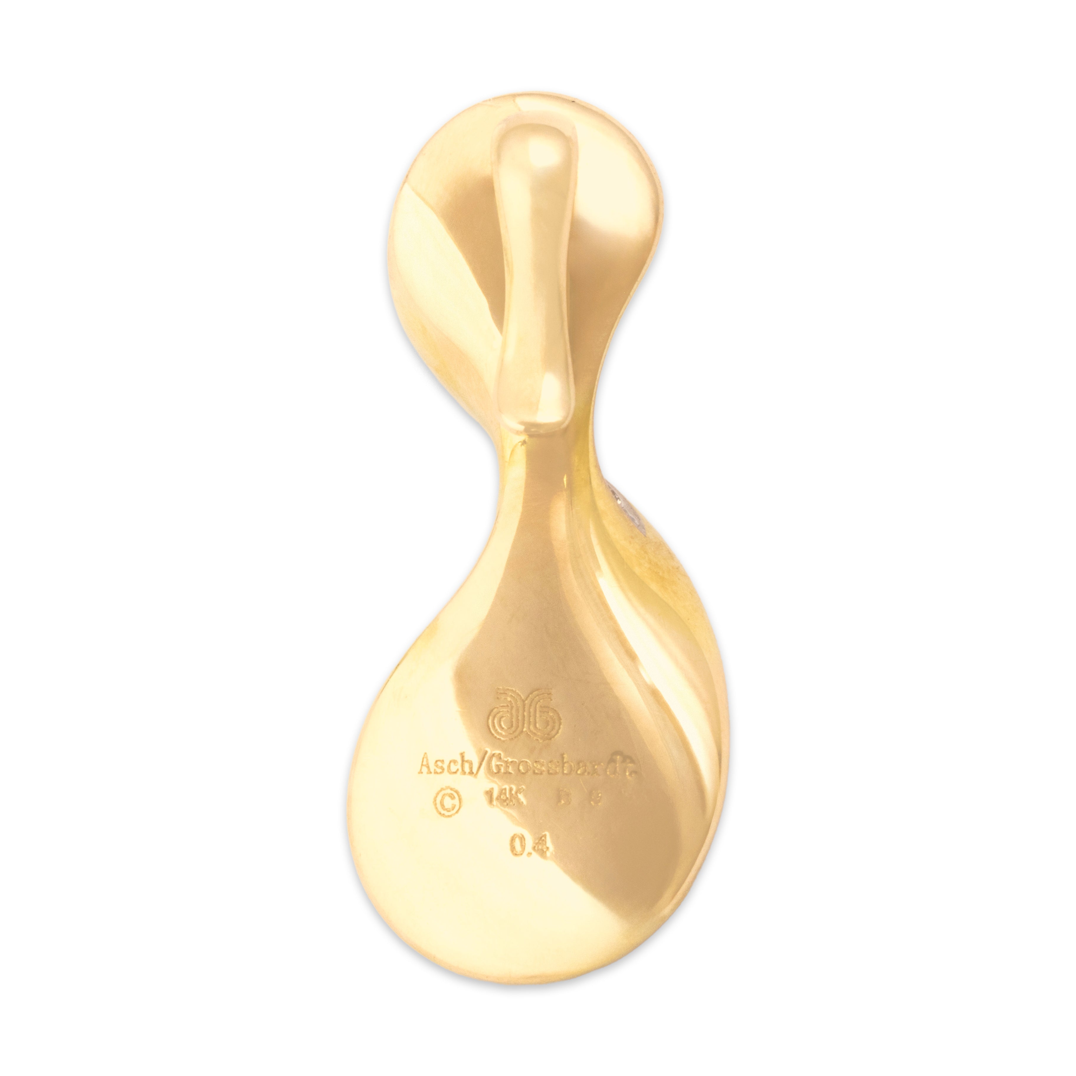 Vintage Asch Grossbardt 14k Yellow Gold [Custom Carat] Smiling Inlay Cubist Face Pendant - Back view