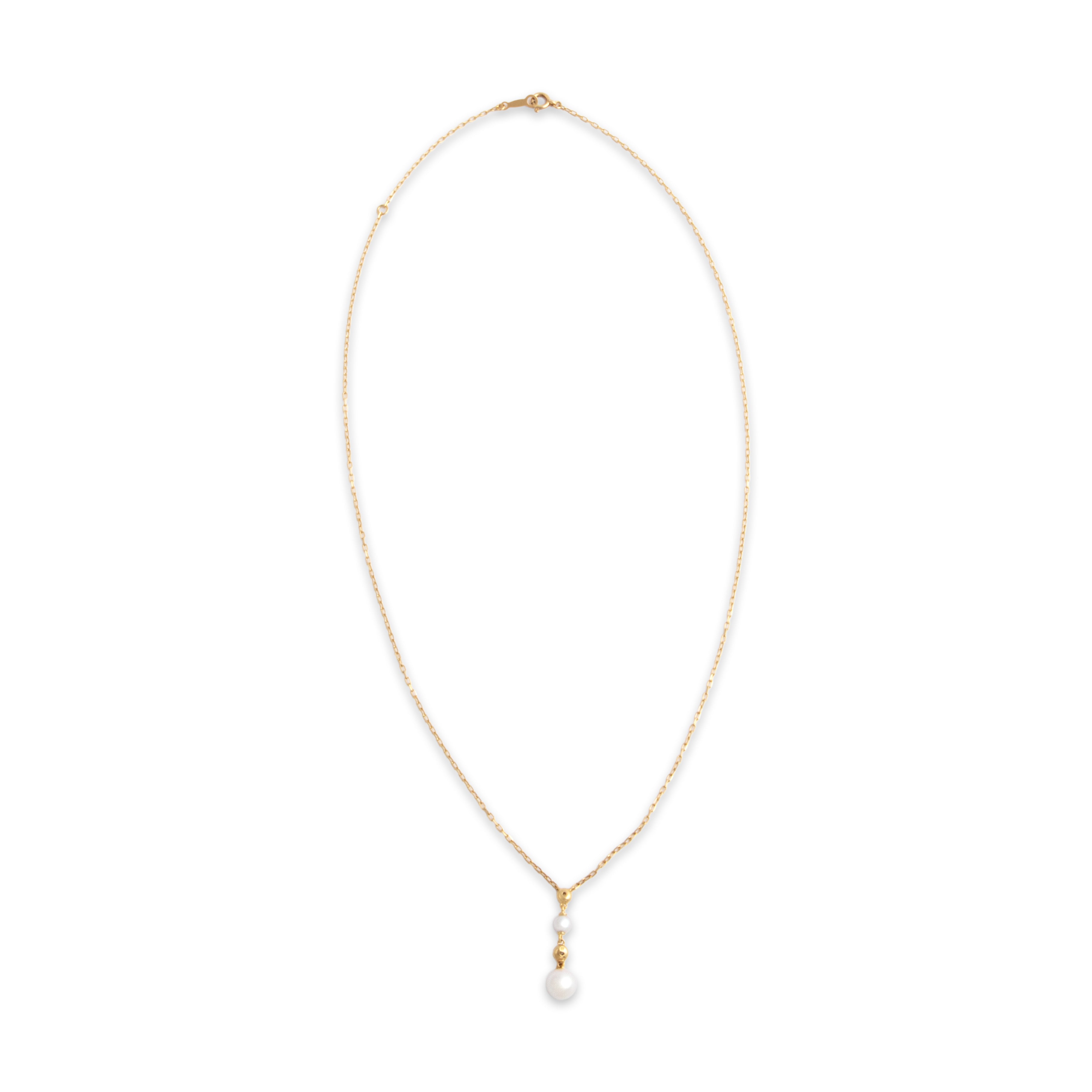 Vintage Mikimoto 18k Yellow Gold Pearl Diamond Stunning Drop Dangle Adjustable Necklace - Overall view