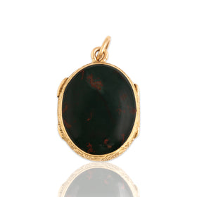 Antique Victorian 18k Yellow Gold 8.67cttw Bloodstone Woven Hair Locket Pendant