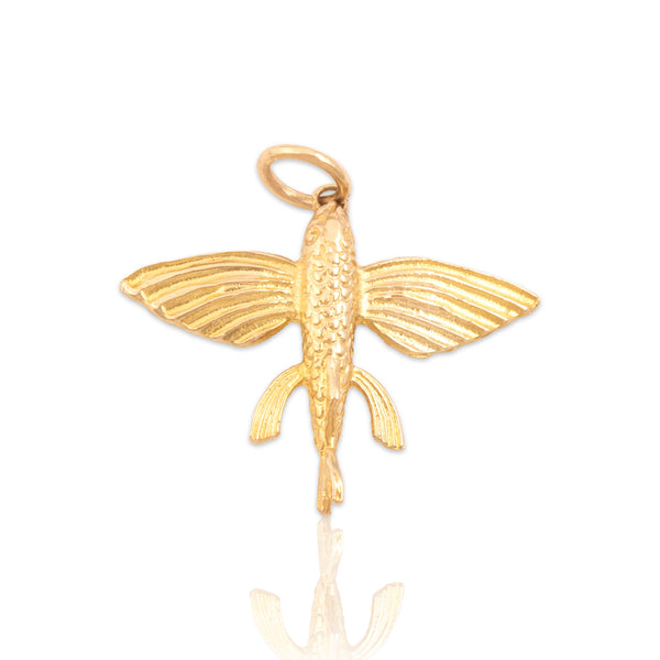 Vintage 10k Yellow Gold Soaring Flying Fish Charm / Pendant