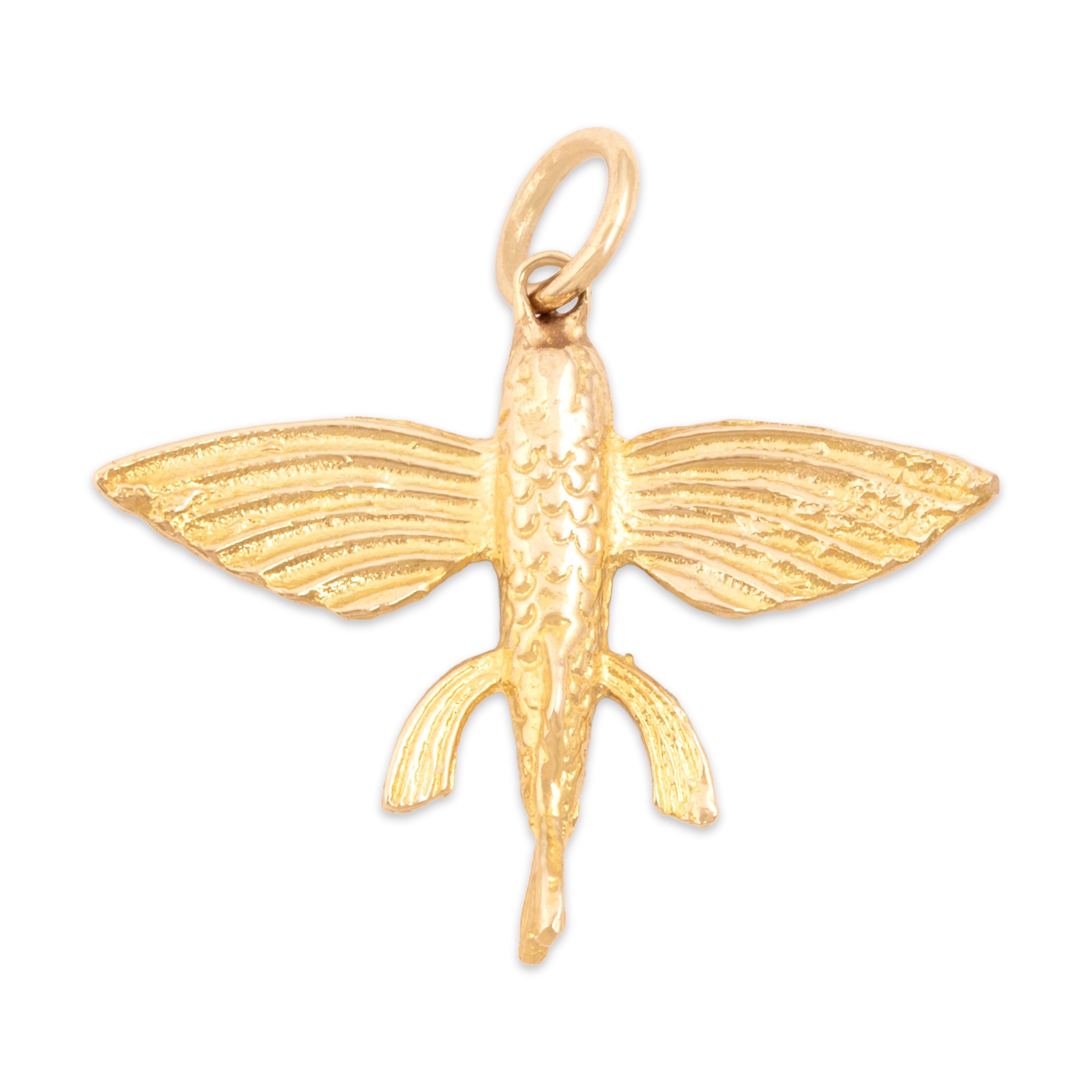 Vintage 10k Yellow Gold Soaring Flying Fish Charm / Pendant - Overall view