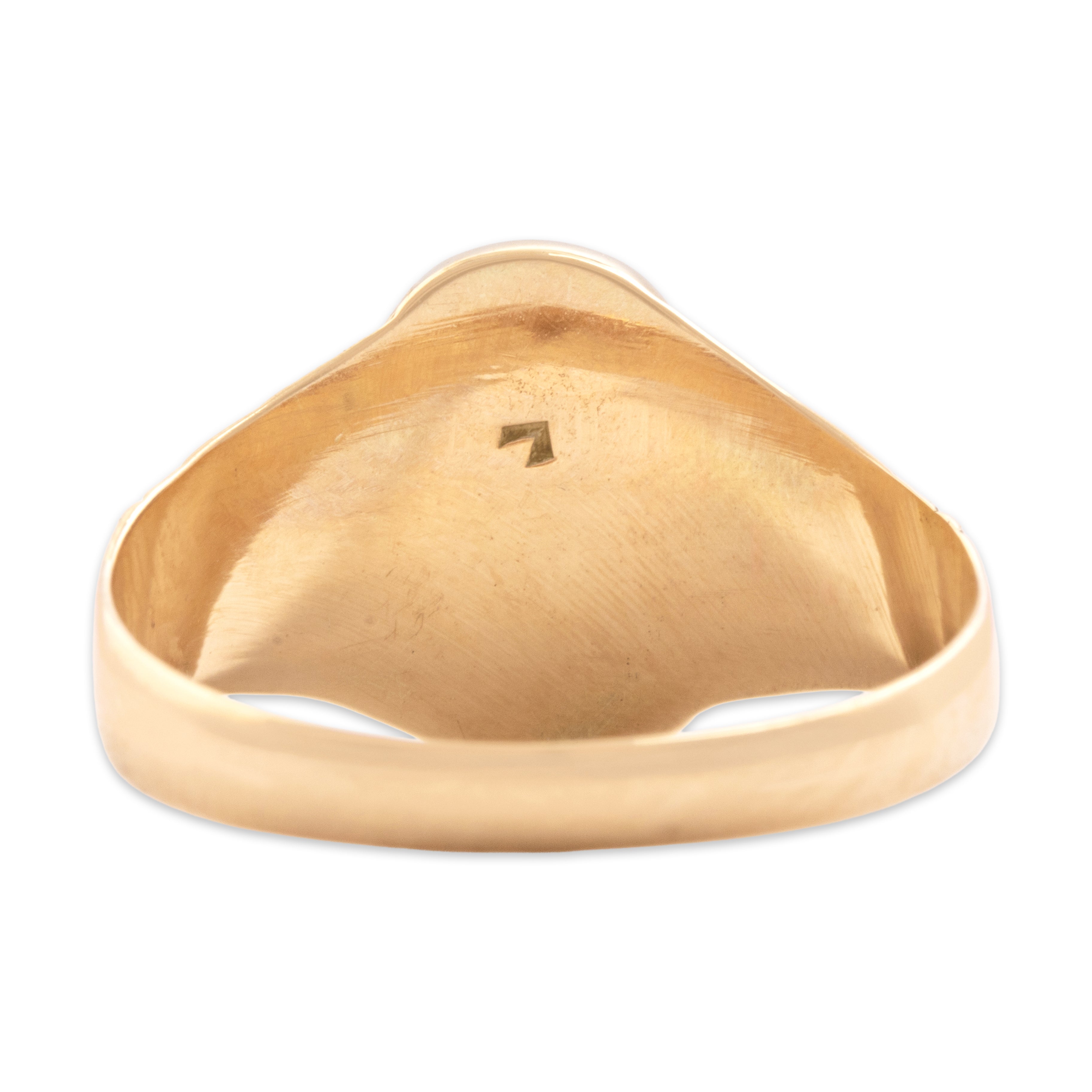 Antique 10k Yellow Gold Wonderful Decorated Engraved Monogram Signet Ring - Back view