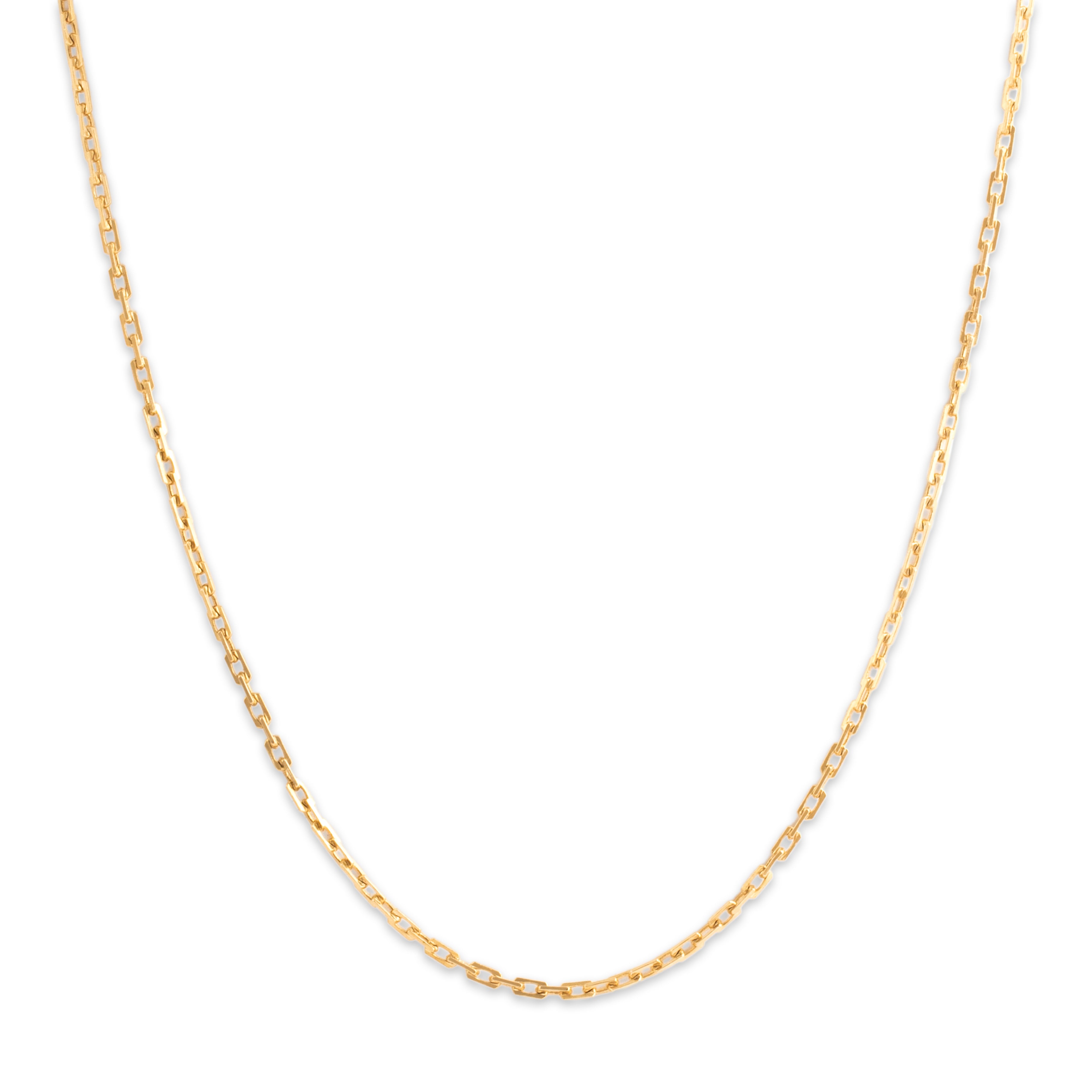 Vintage Italian 18k Yellow Gold 1.7mm Sleek Rectangular Cable Chain - Close-up view