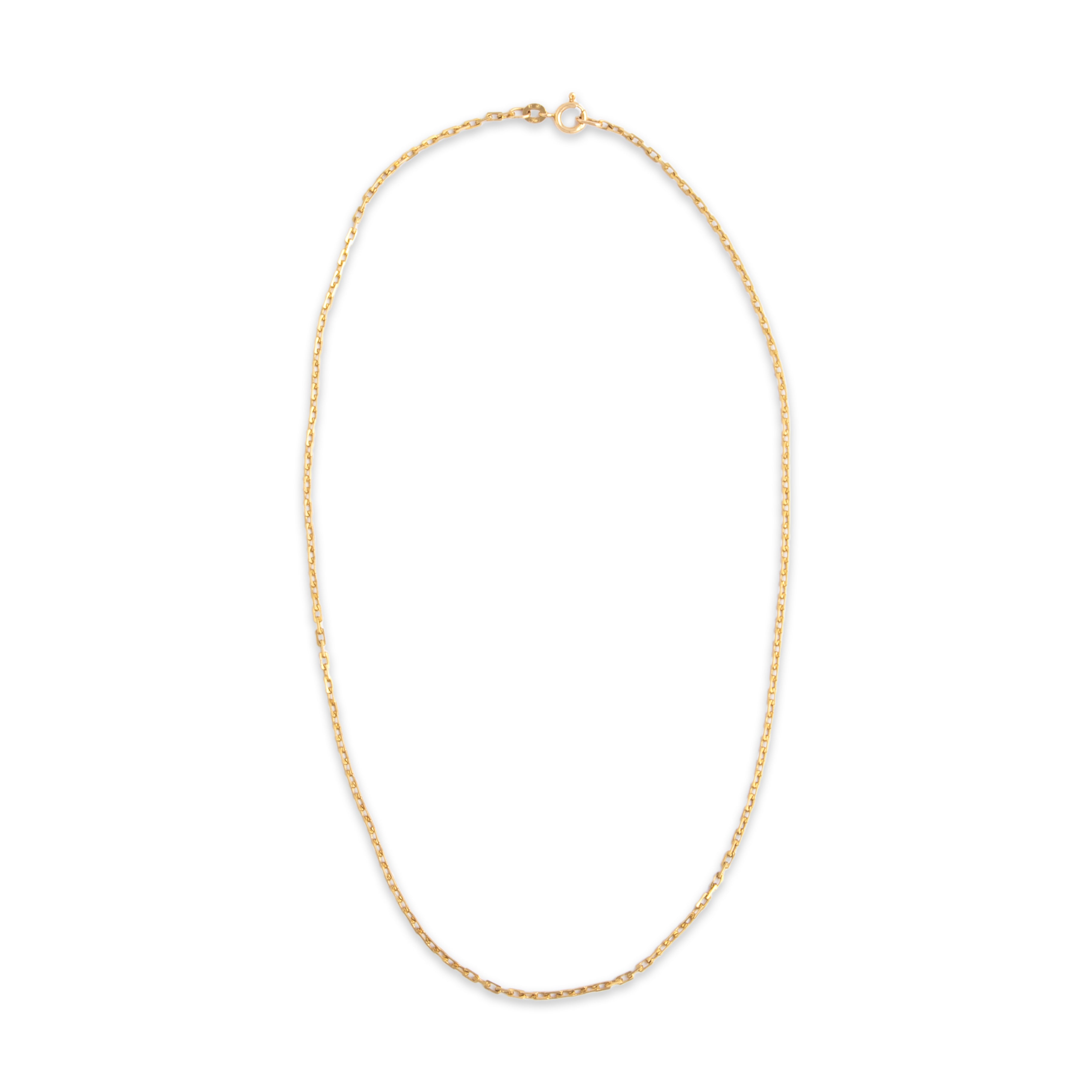Vintage Italian 18k Yellow Gold 1.7mm Sleek Rectangular Cable Chain - Overall view