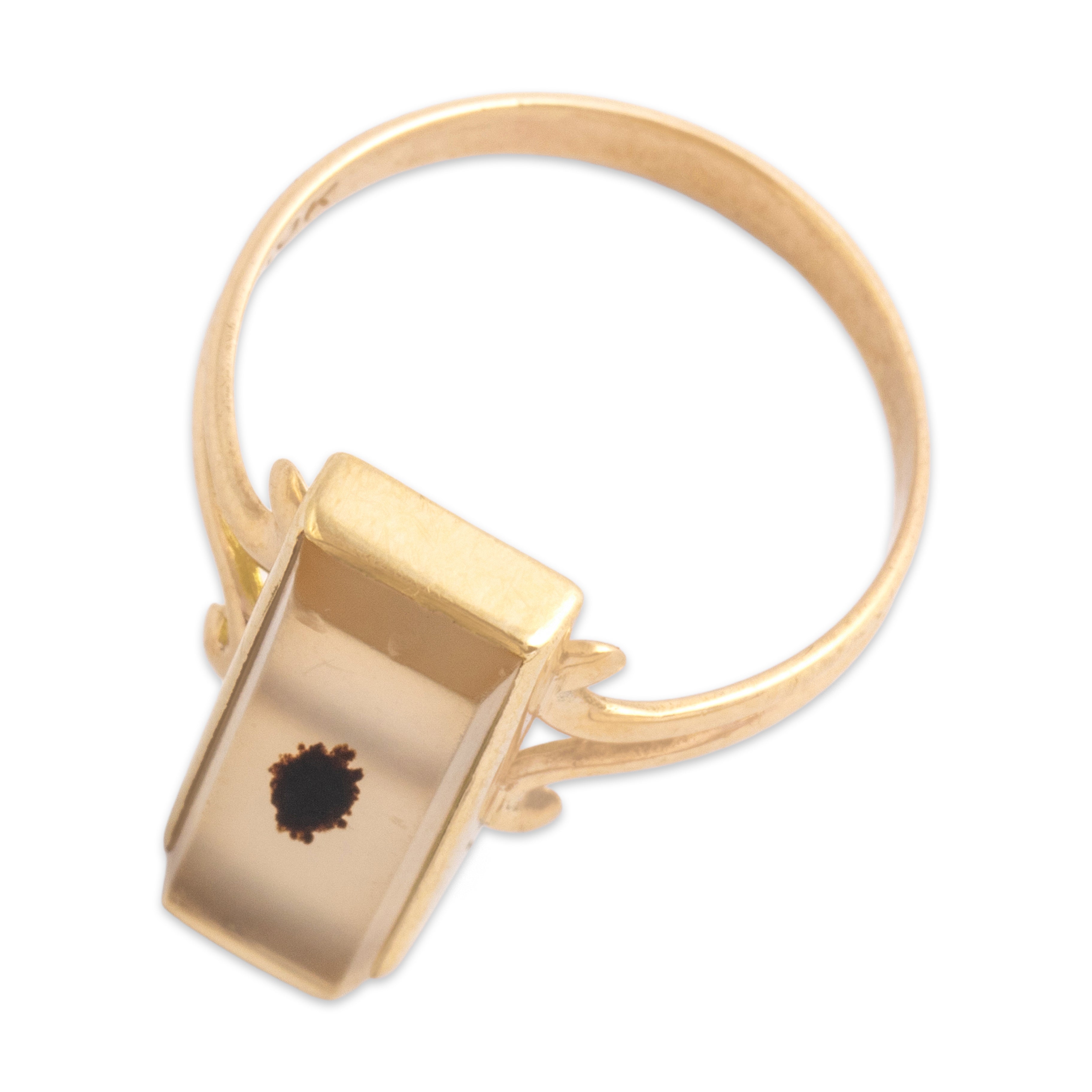 Antique 10k Yellow Gold 1.68ct Moss Agate Wonderful Open Window Ring 5.75