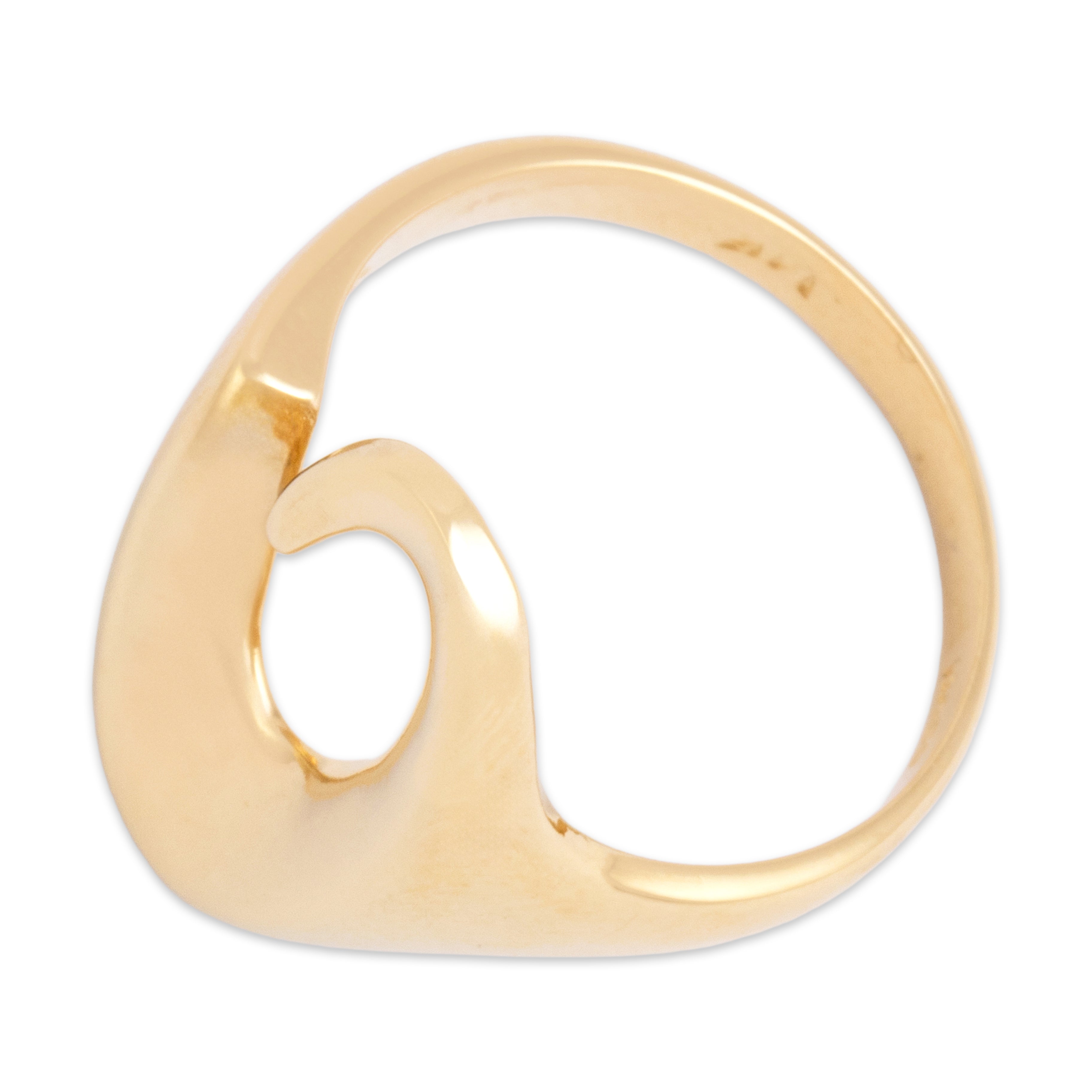Vintage 14k Yellow Gold Gleaming Abstract Wave Ring - Overall view