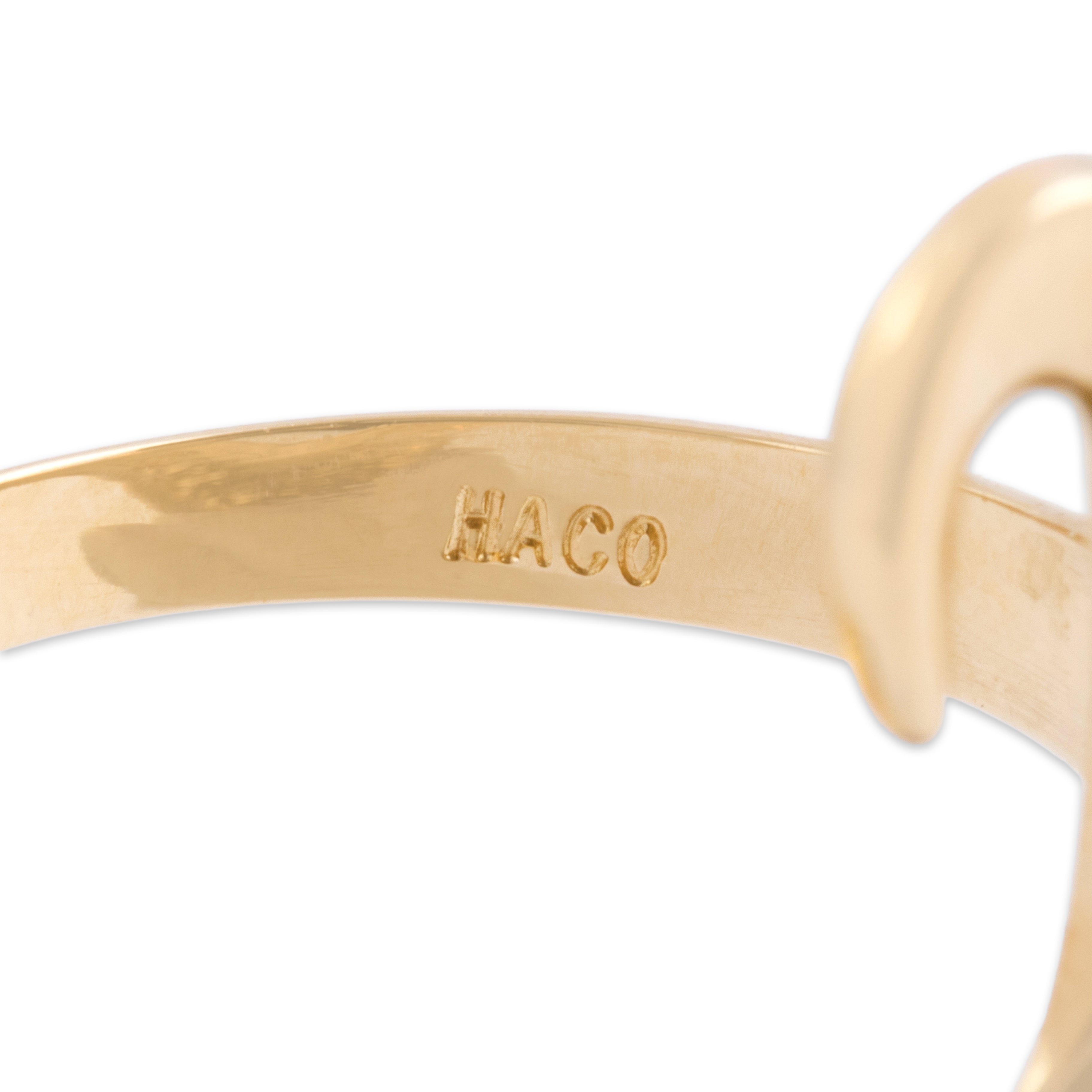 Vintage 14k Yellow Gold Gleaming Abstract Wave Ring - Hallmark view