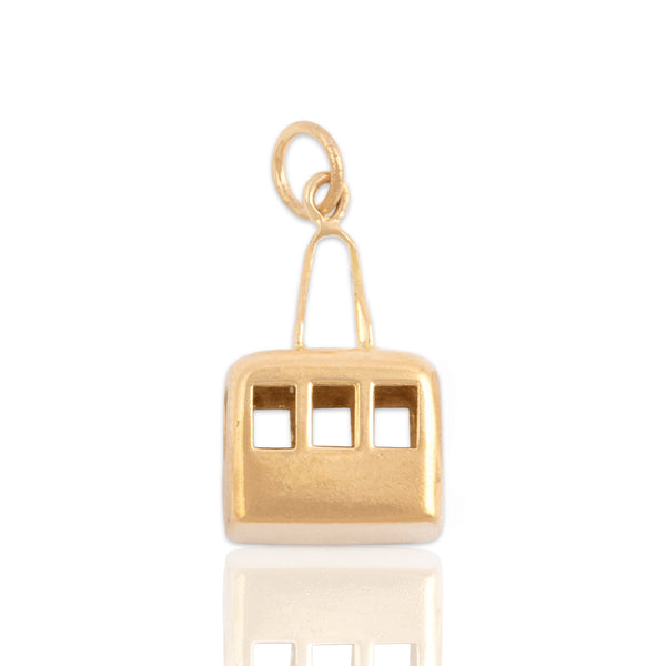Vintage 18k Yellow Gold Dimensional Mountain Gondola Charm / Pendant