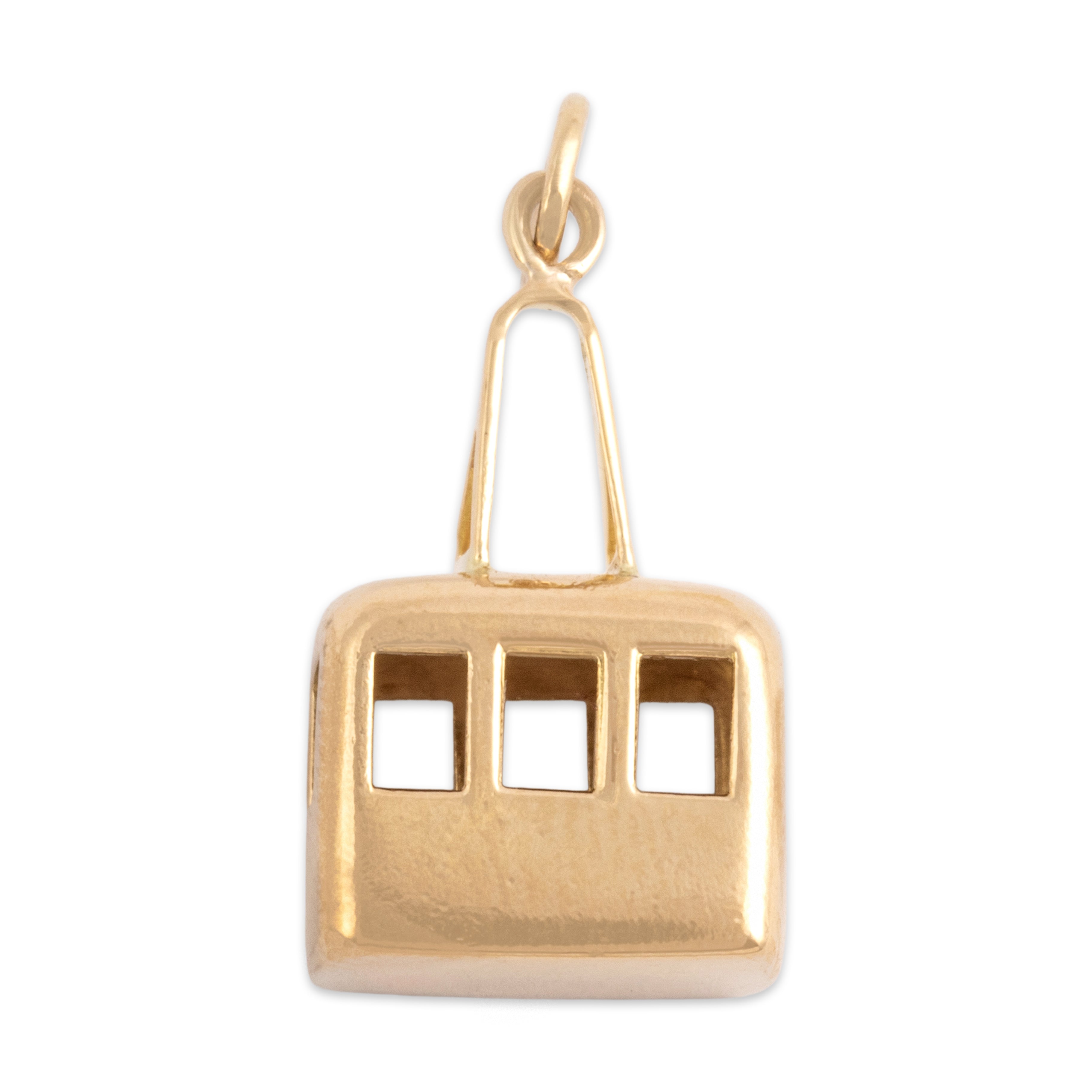 Vintage 18k Yellow Gold Dimensional Mountain Gondola Charm / Pendant - detail view #2