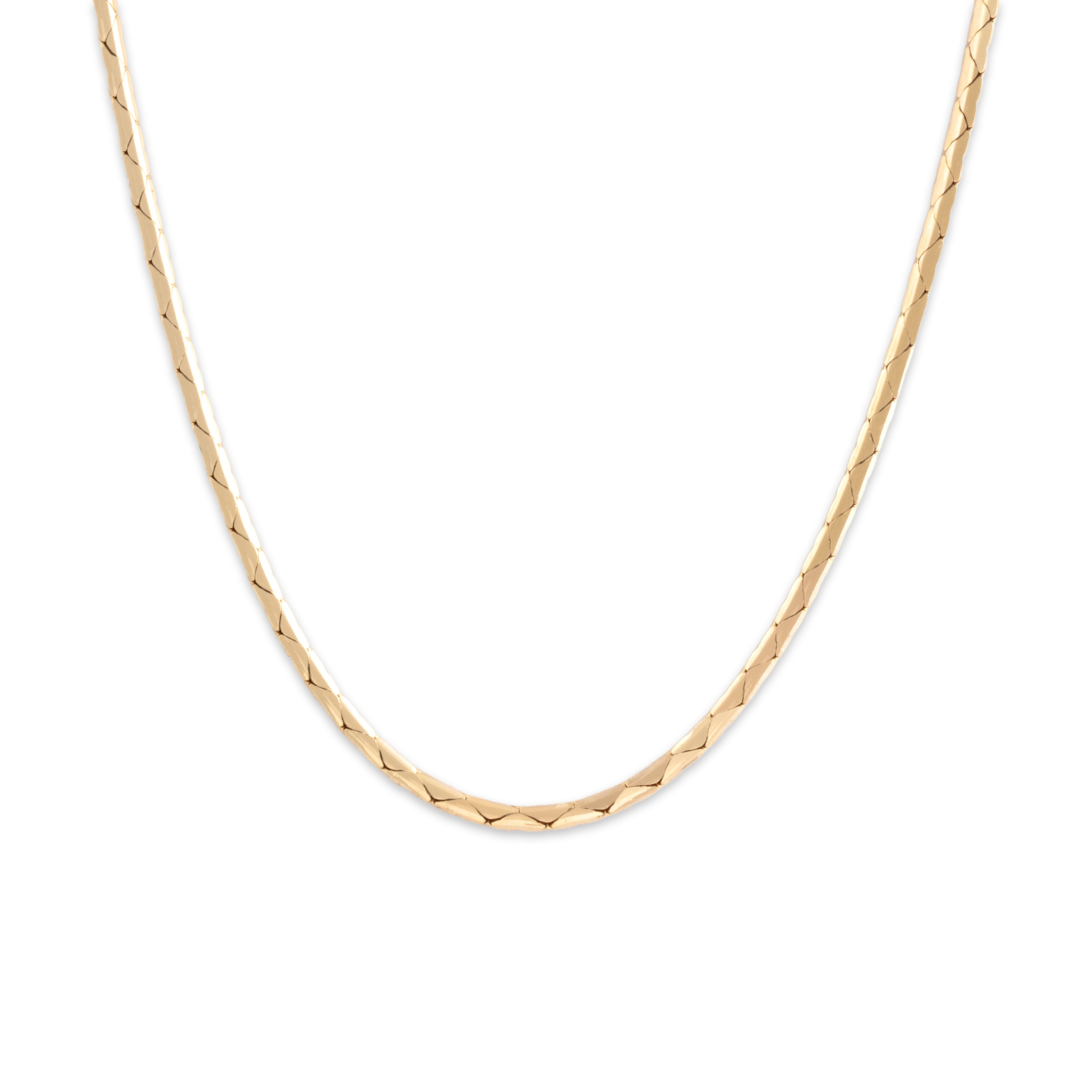 Vintage Italian 14k Yellow Gold 2.5mm Classic Cobra Chain - Close-up view