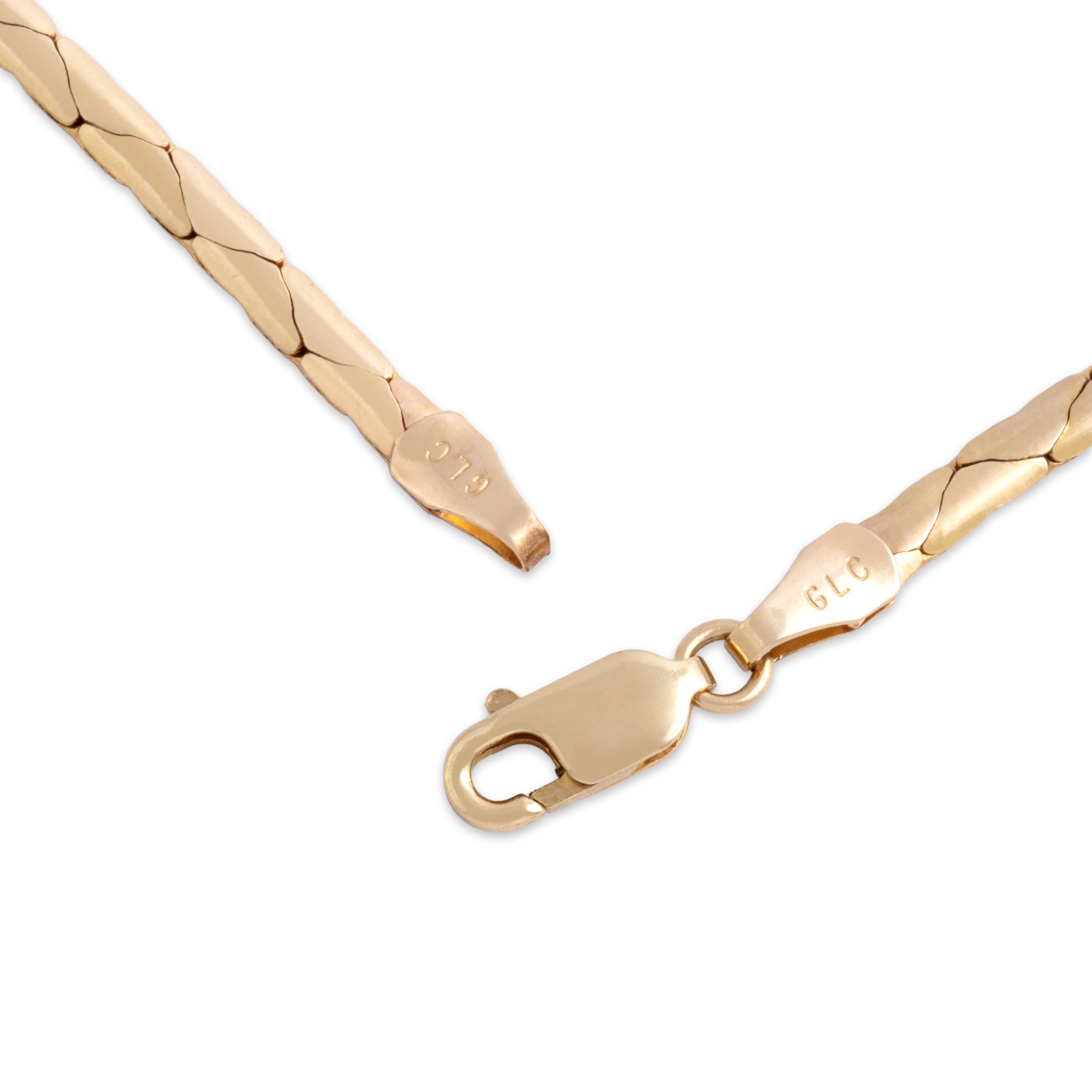 Vintage Italian 14k Yellow Gold 2.5mm Classic Cobra Chain - clasp view