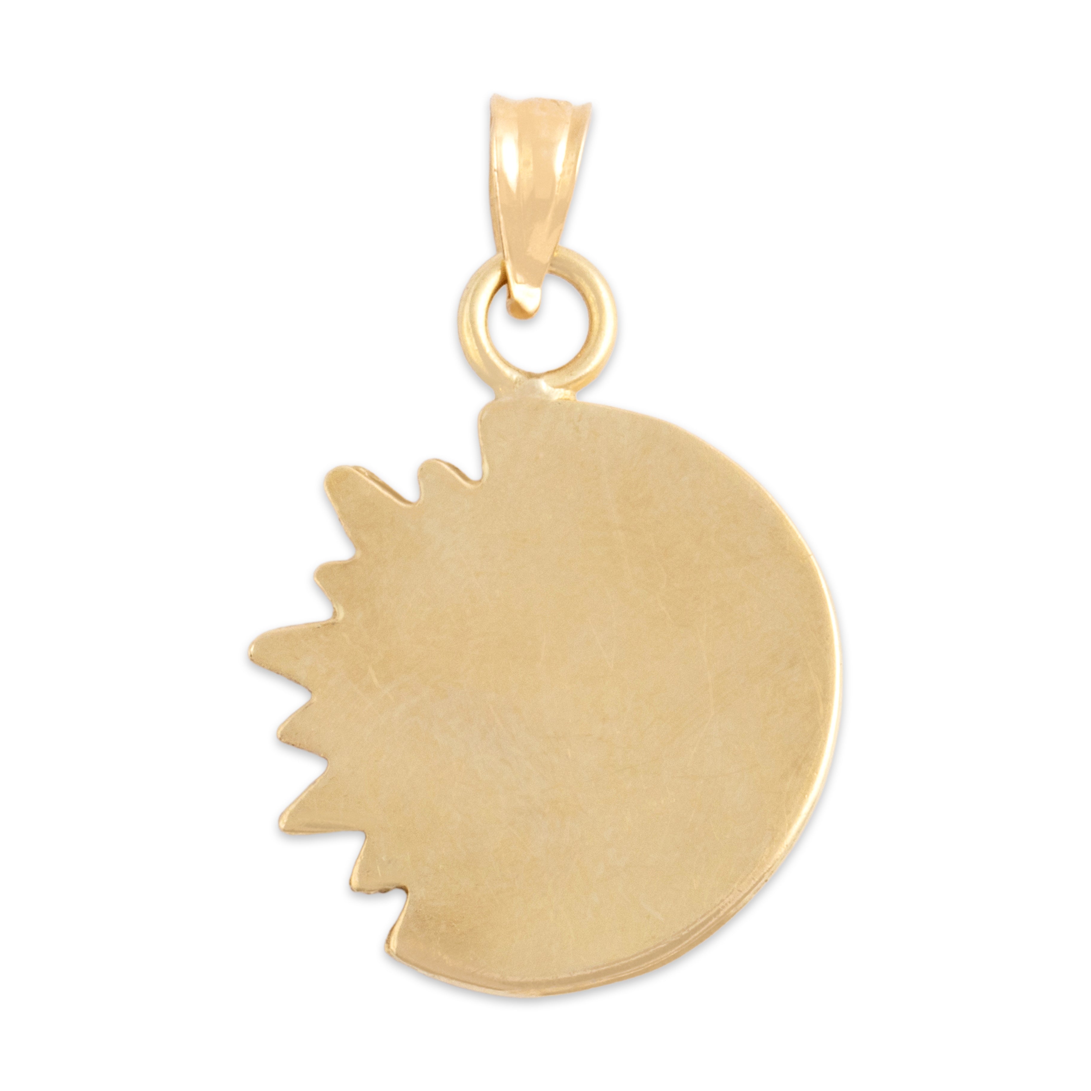 Vintage 14k Yellow Gold Nestled Celestial Duo Pendant - Back view